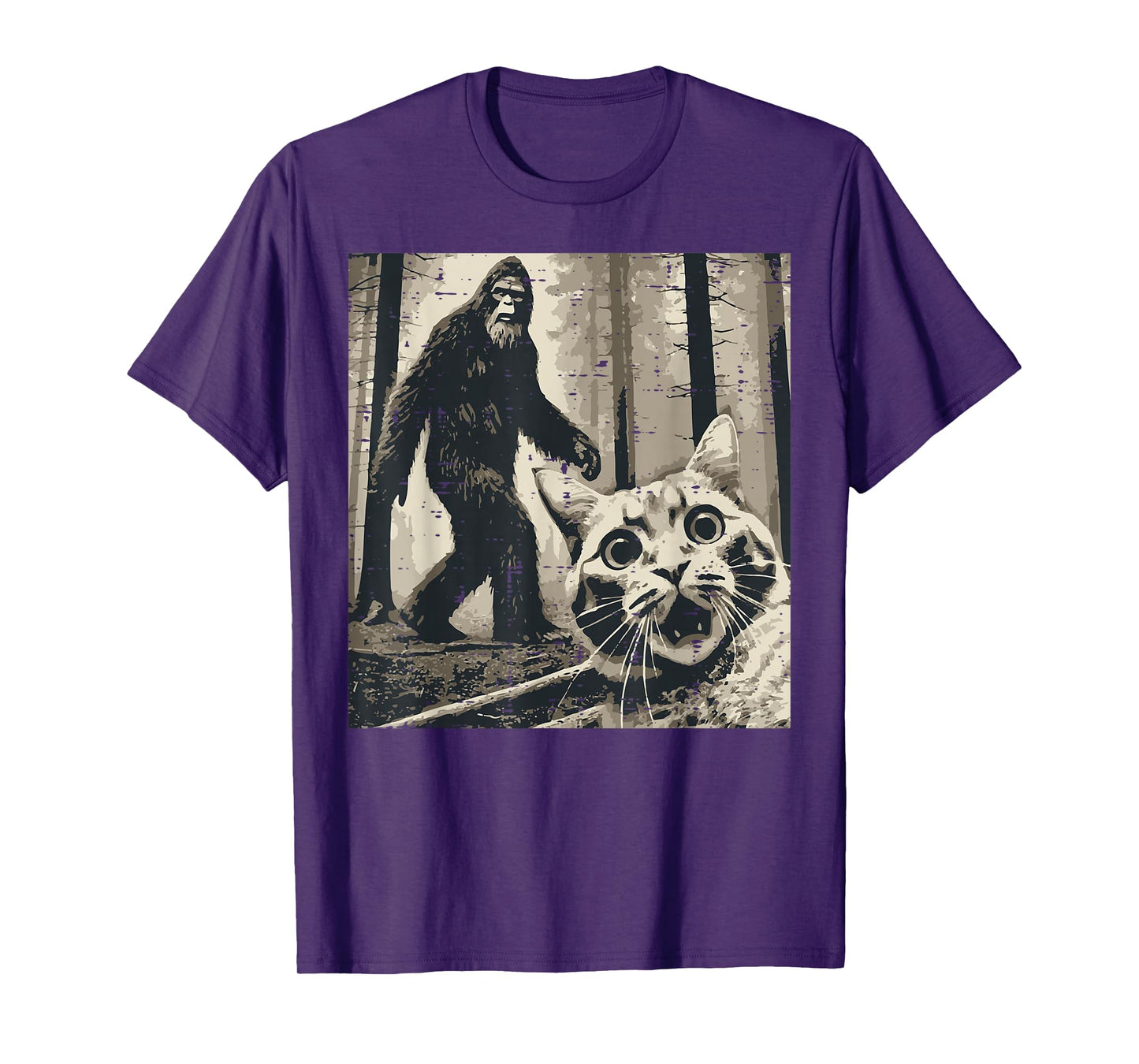 Bigfoot Sasquatch Cat Selfie Funny Meme Kitty Men Women Kids T-Shirt