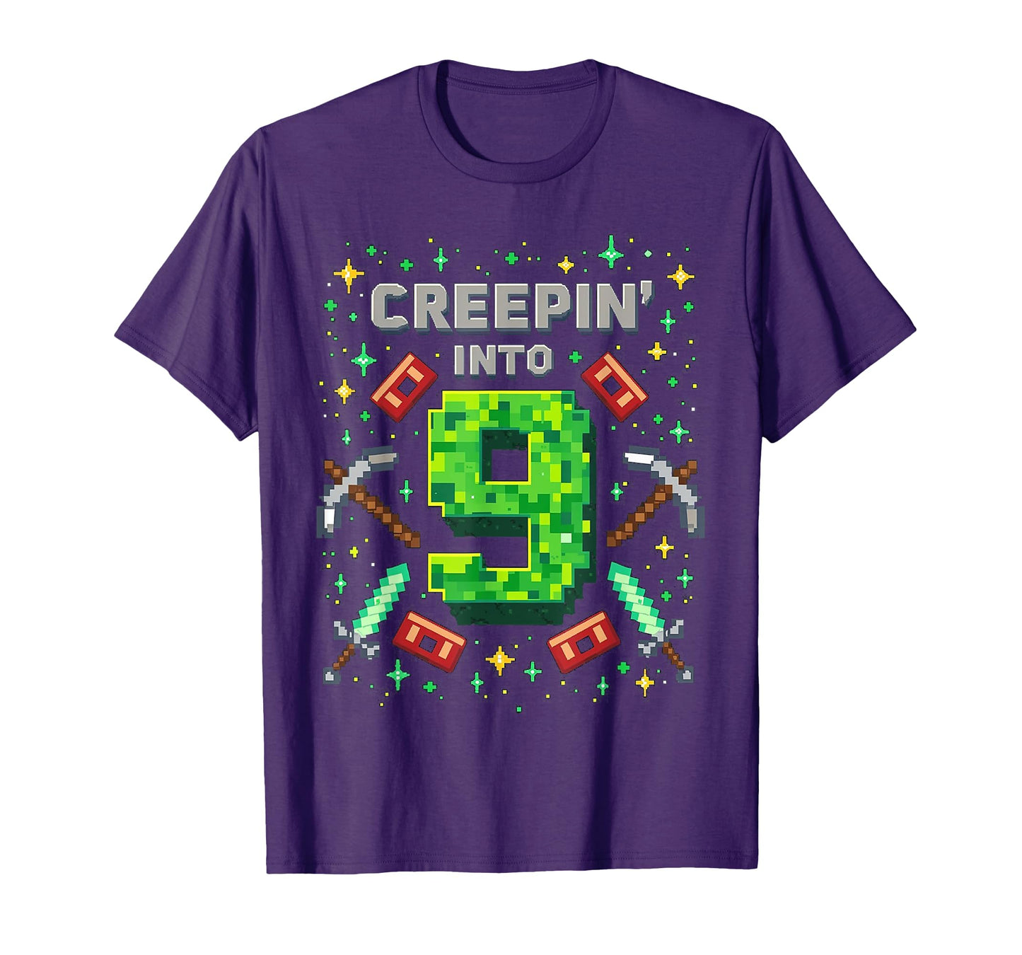 It's My 9th Birthday Boy Gamer Creepin’ Into 9 Gamer Pixel T-Shirt