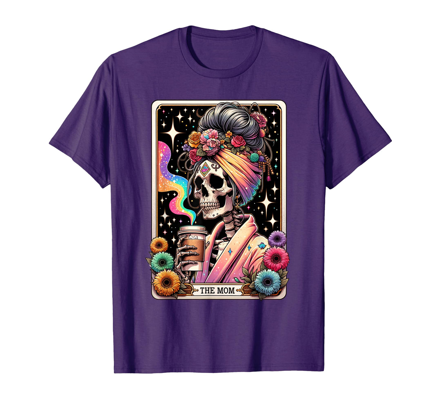 The Mom Funny Tarot Card Women Messy Bun Coffee Mommy Mama T-Shirt