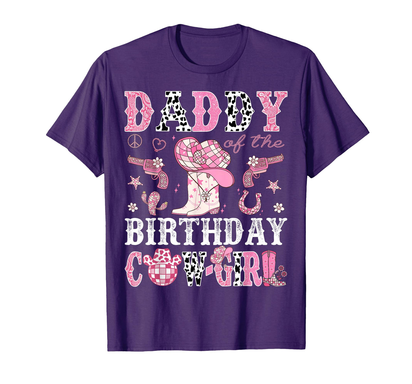 Daddy Of The Birthday Cow-Girl Pink Disco Rodeo Western T-Shirt