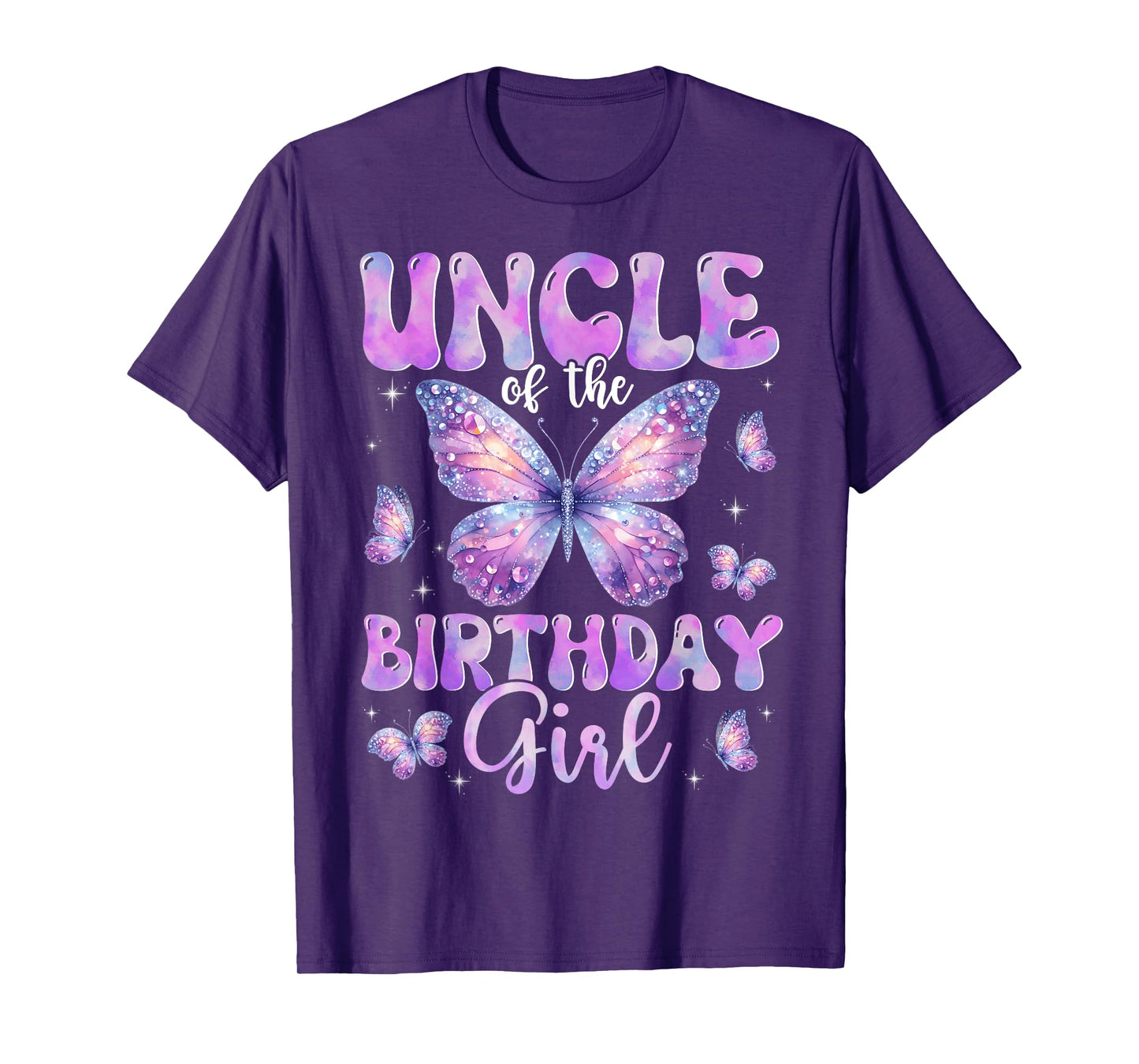 Uncle Of The Birthday Girl Butterfly Family Matching T-Shirt