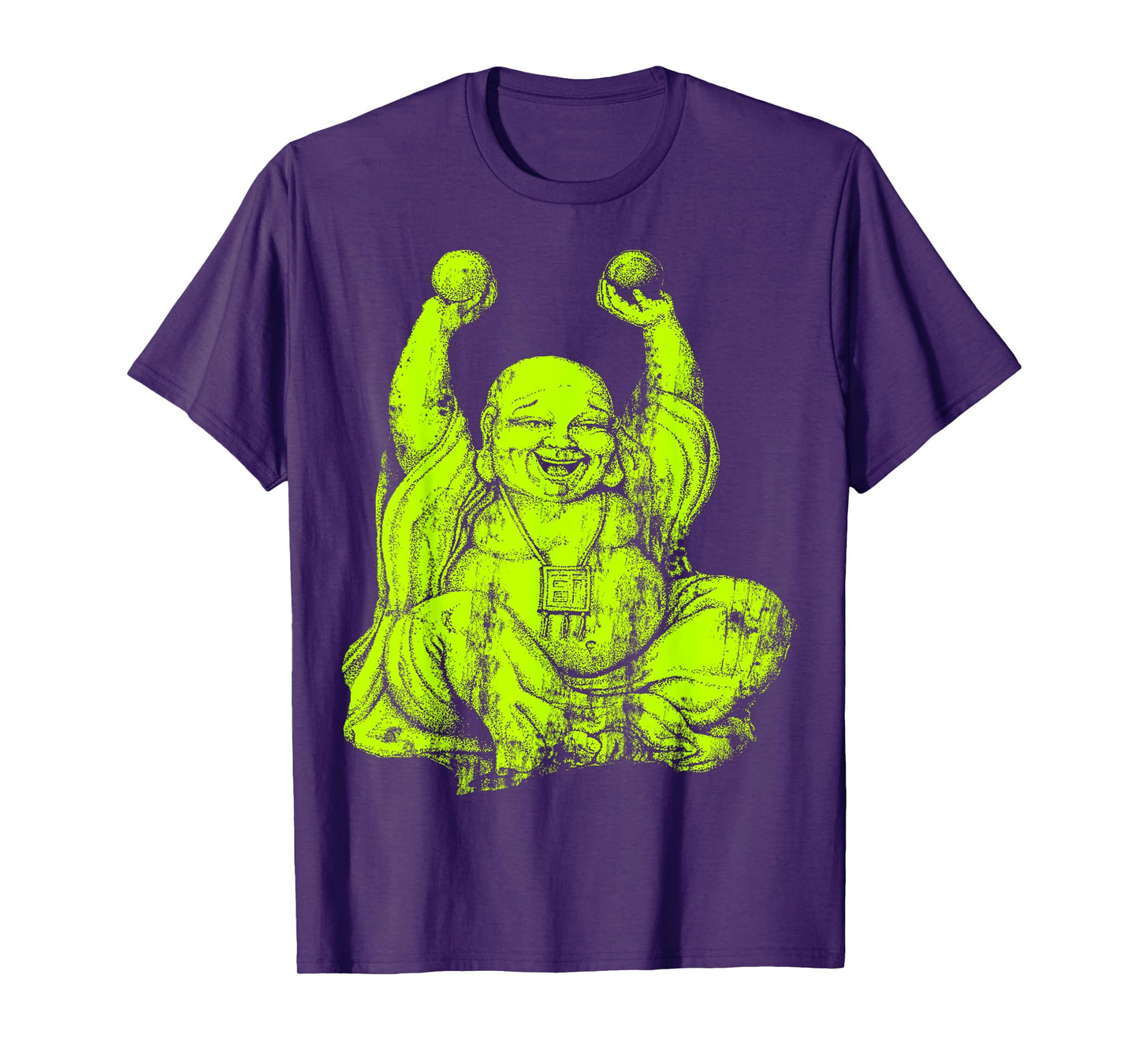 Neon Green Laughing Buddha Yoga T-Shirt