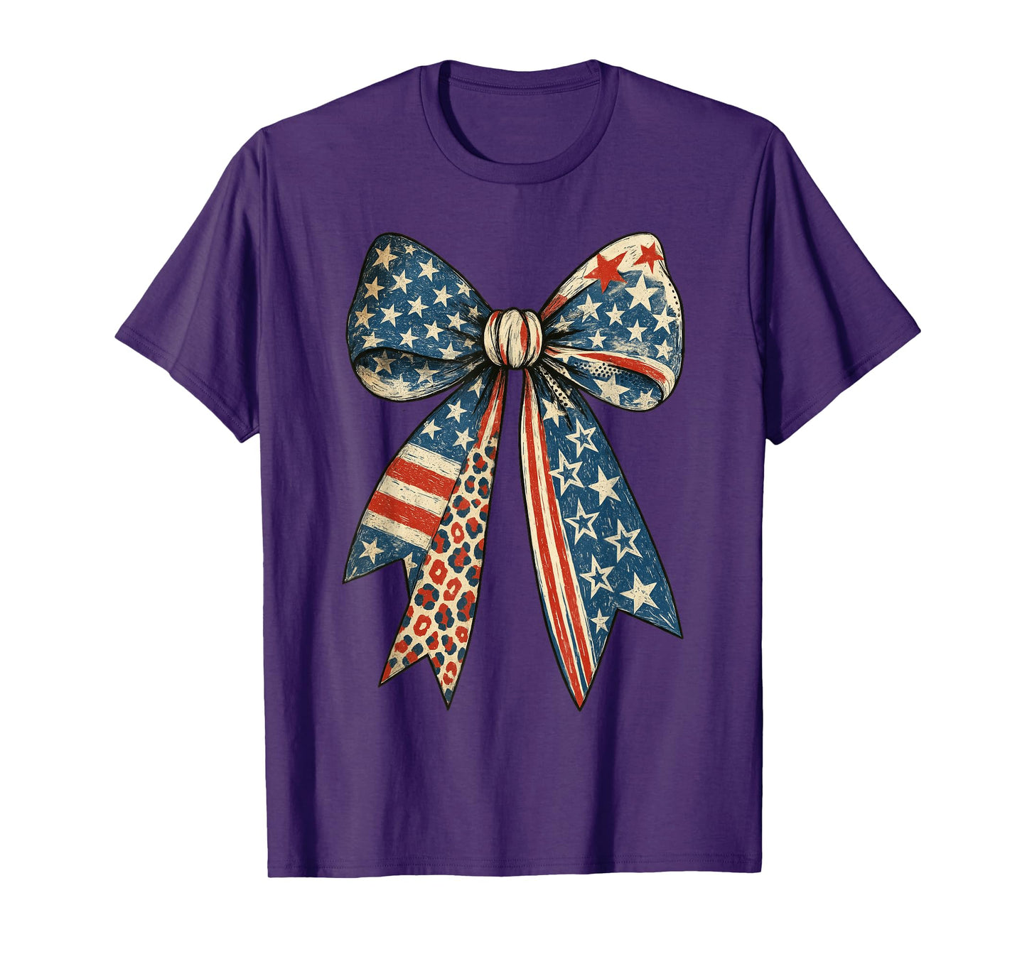 Vintage USA Bow in Red White Blue for Patriotic 4th Of July T-Shirt