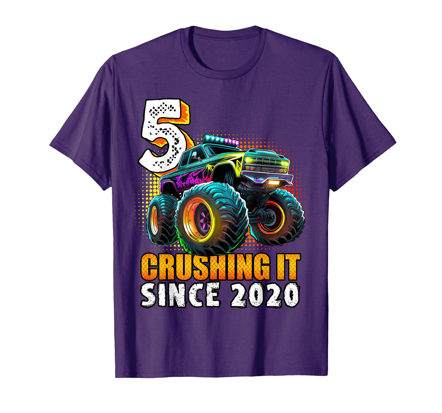 Birthday Monster Truck 5 year Old Boys 5th Party Born 2020 T-Shirt