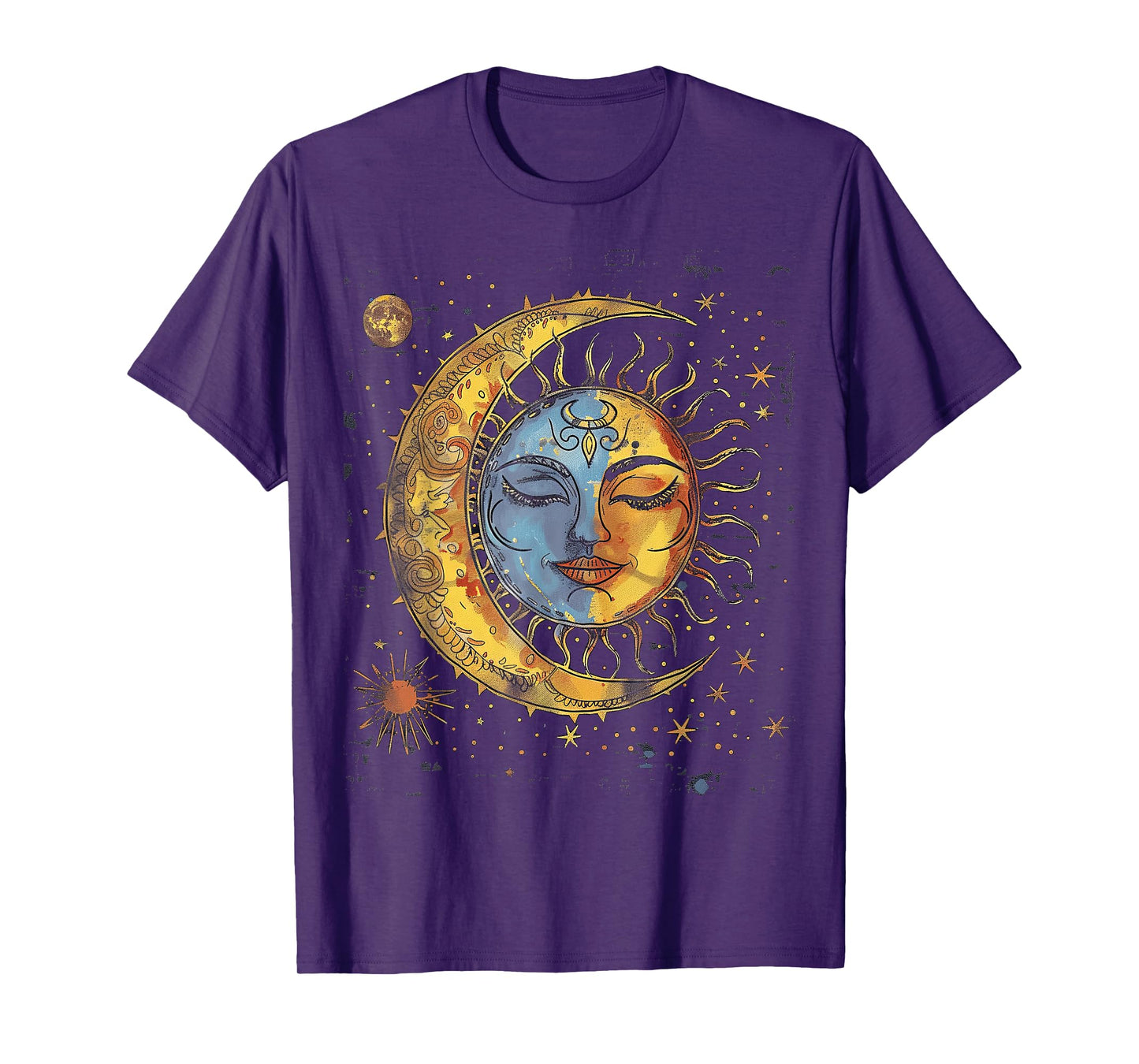 mystic sun and moon woman mystical flowers aesthetic T-Shirt