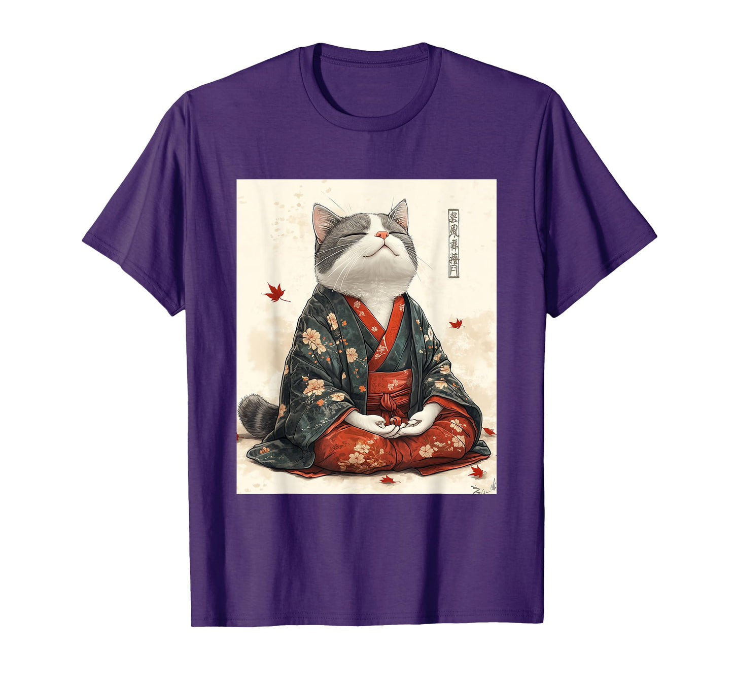 Zen Cat T-Shirt - Meditating Japanese Art Style Graphic Tee Men Women Kids T-Shirt