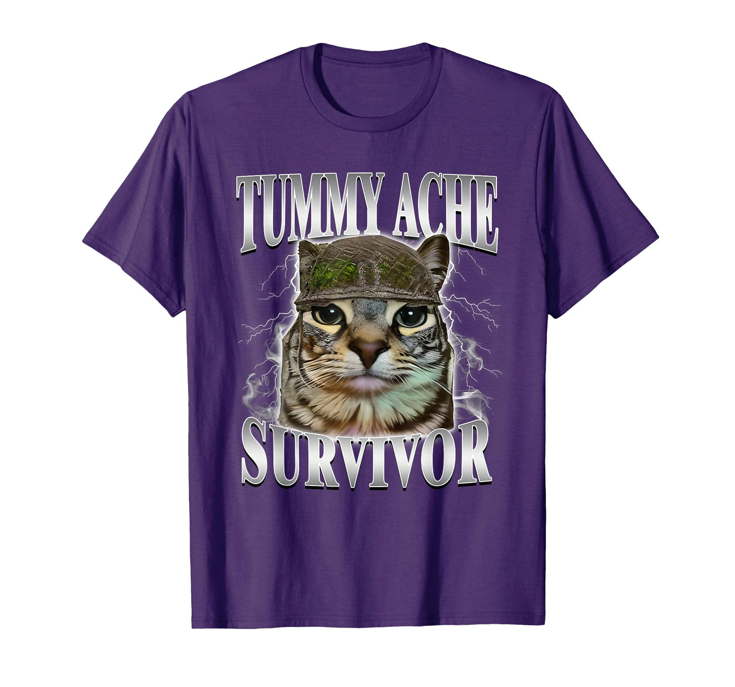 Tummy Ache Survivor Funny Cat Meme T-Shirt
