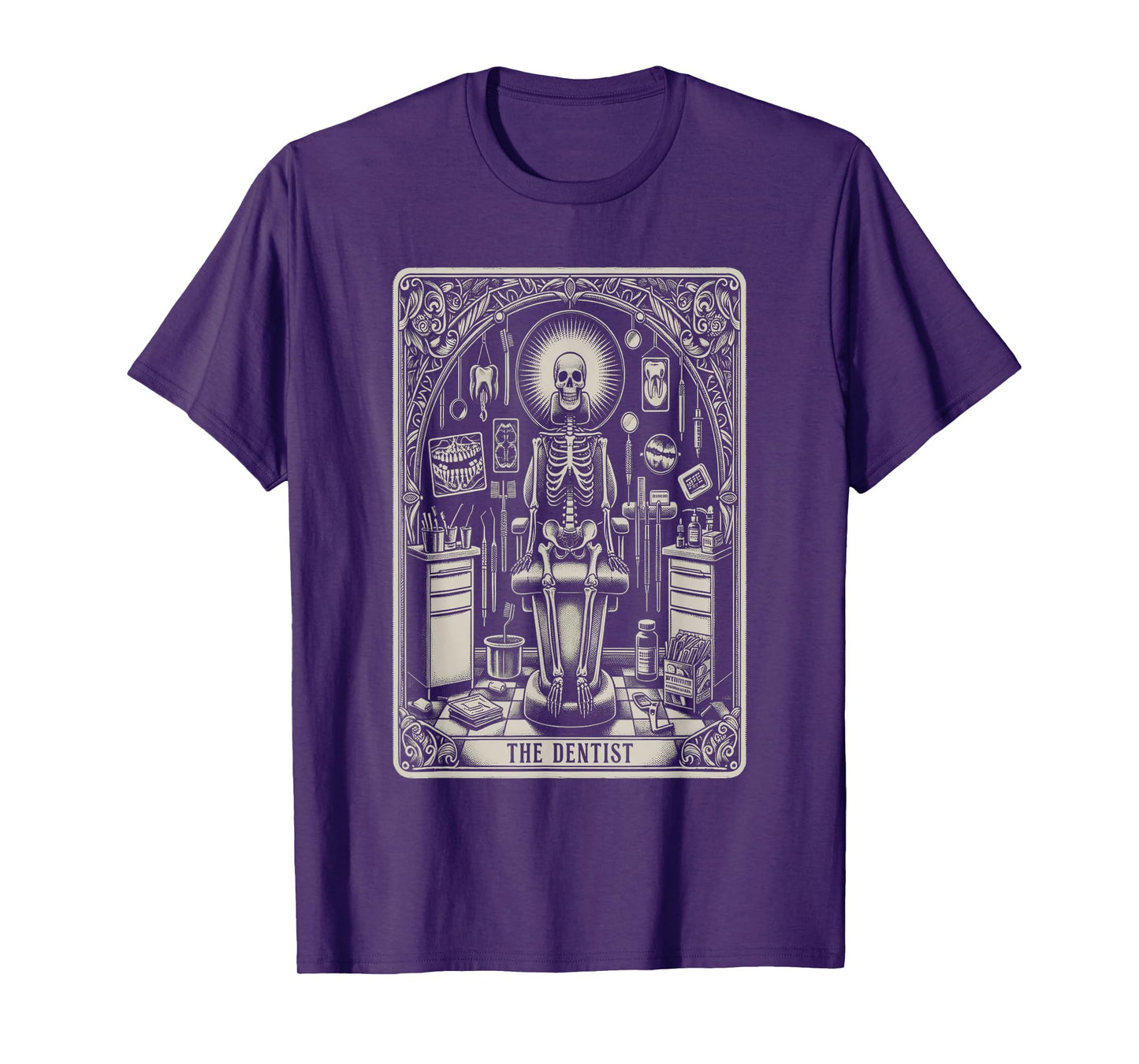 Funny Skeleton Yoga Dental Hygienist Tooth Dentist Halloween T-Shirt