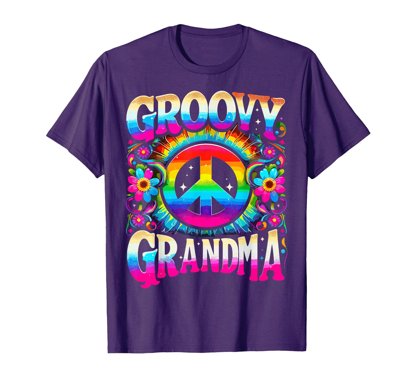 Hippie Tie Dye Peace Sign Groovy Grandma T-Shirt