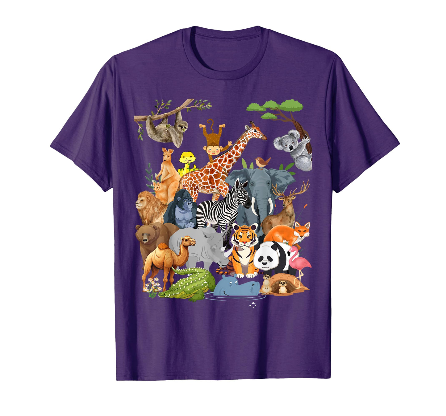 Men Women and Kids Wildlife Zoo Day Party Cute 22 Animals T-Shirt