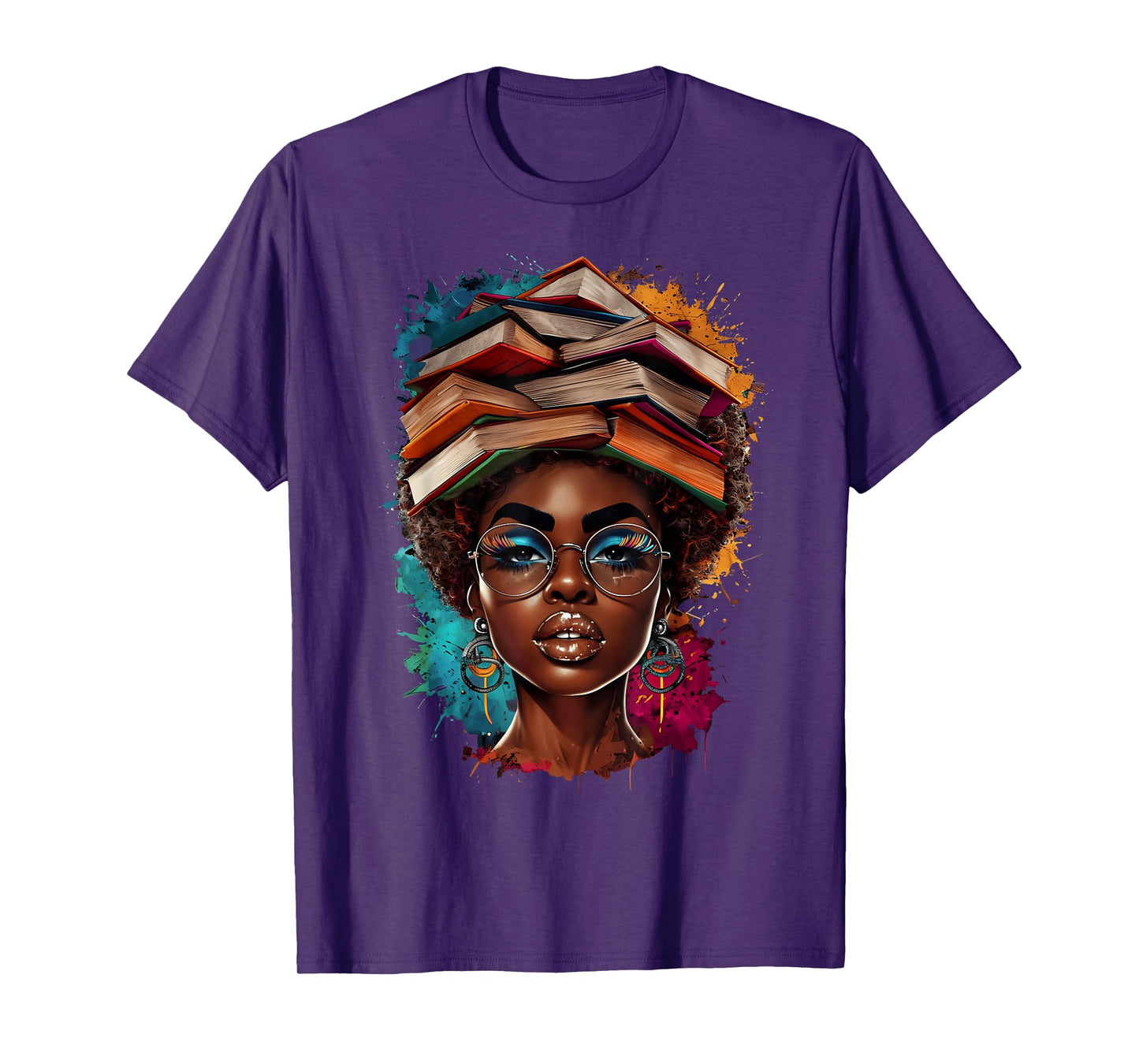 Melanin Black Girl Afro Book Lover Librarian Teacher Student T-Shirt