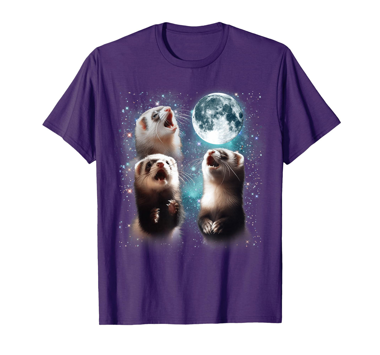 3 Ferret Moon Howling Ferret Head Funny For Men, Women, Kid T-Shirt