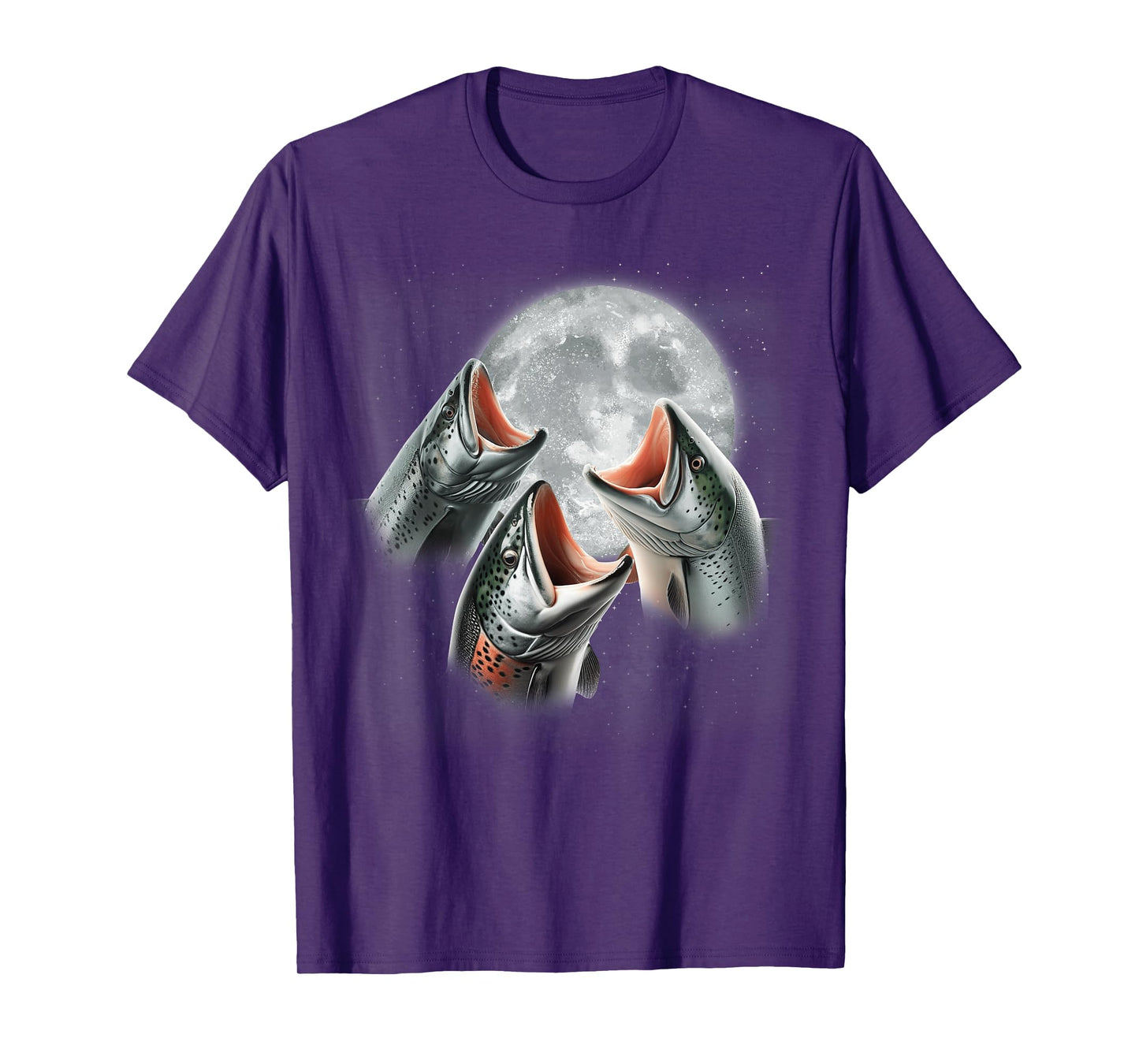 3 Salmon Fish Howling At The Moon Funny Salmon Fishing Lover T-Shirt