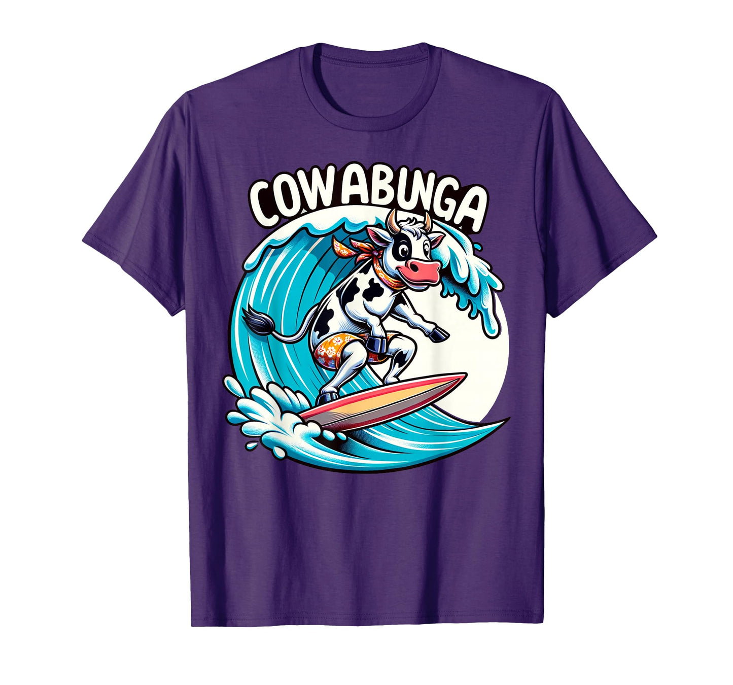 Cowabunga Beach Surfing Cow Surfingboard Surfboard T-Shirt