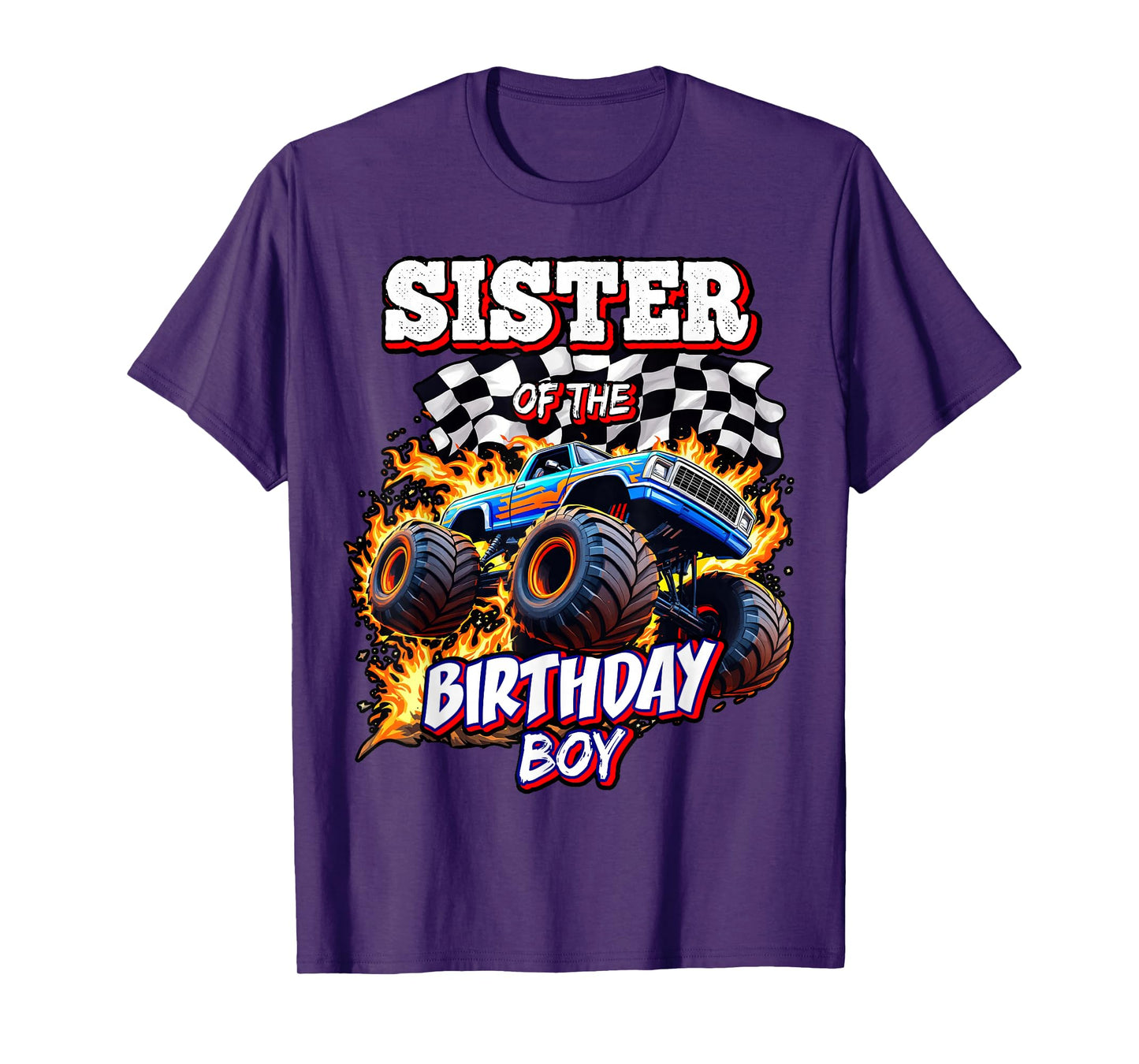 Sister of the Birthday Boy Monster Truck Birthday Party T-Shirt