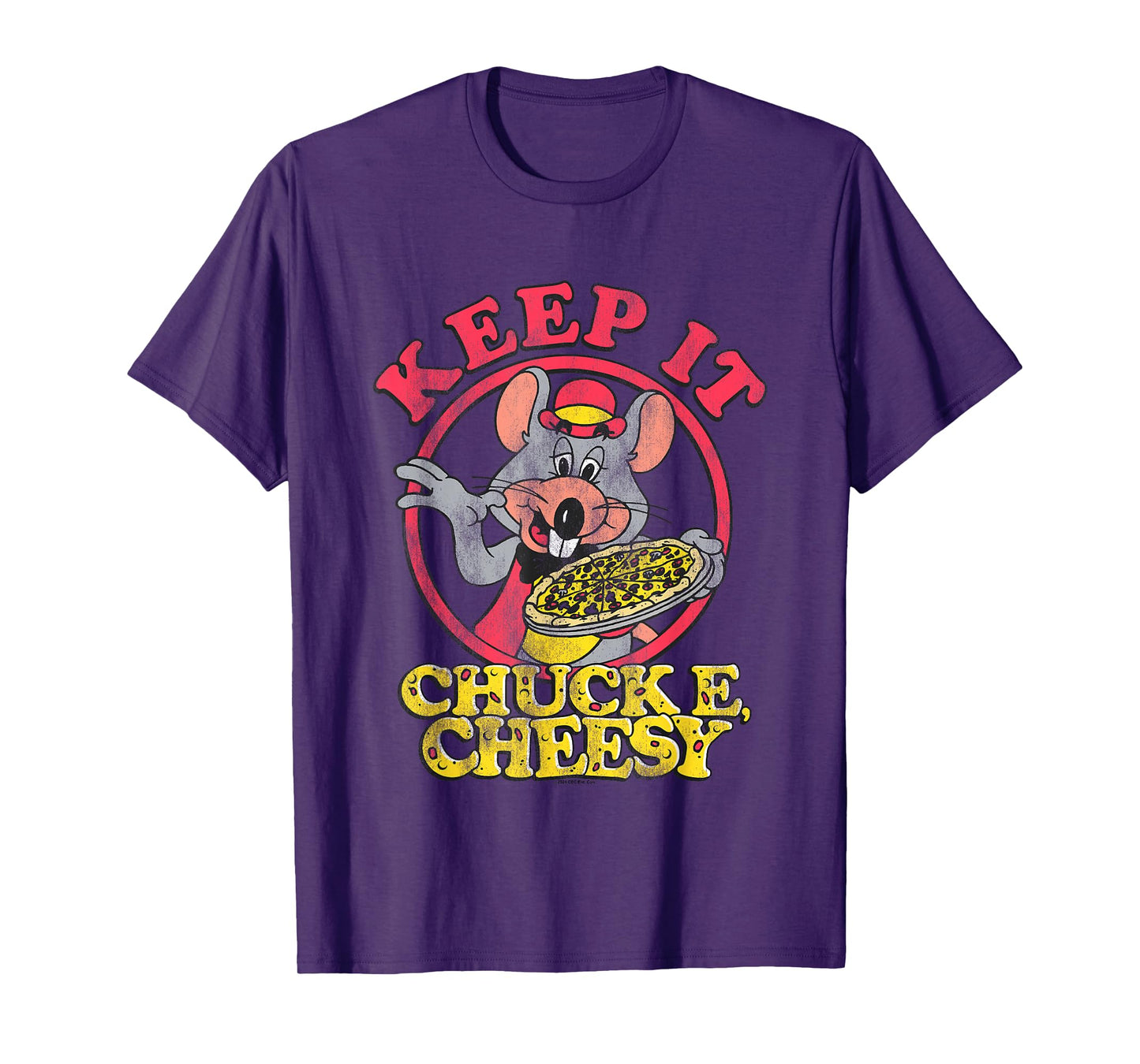 Chuck E. Cheese Keep It Cheesy Distressed Big Chest Logo T-Shirt