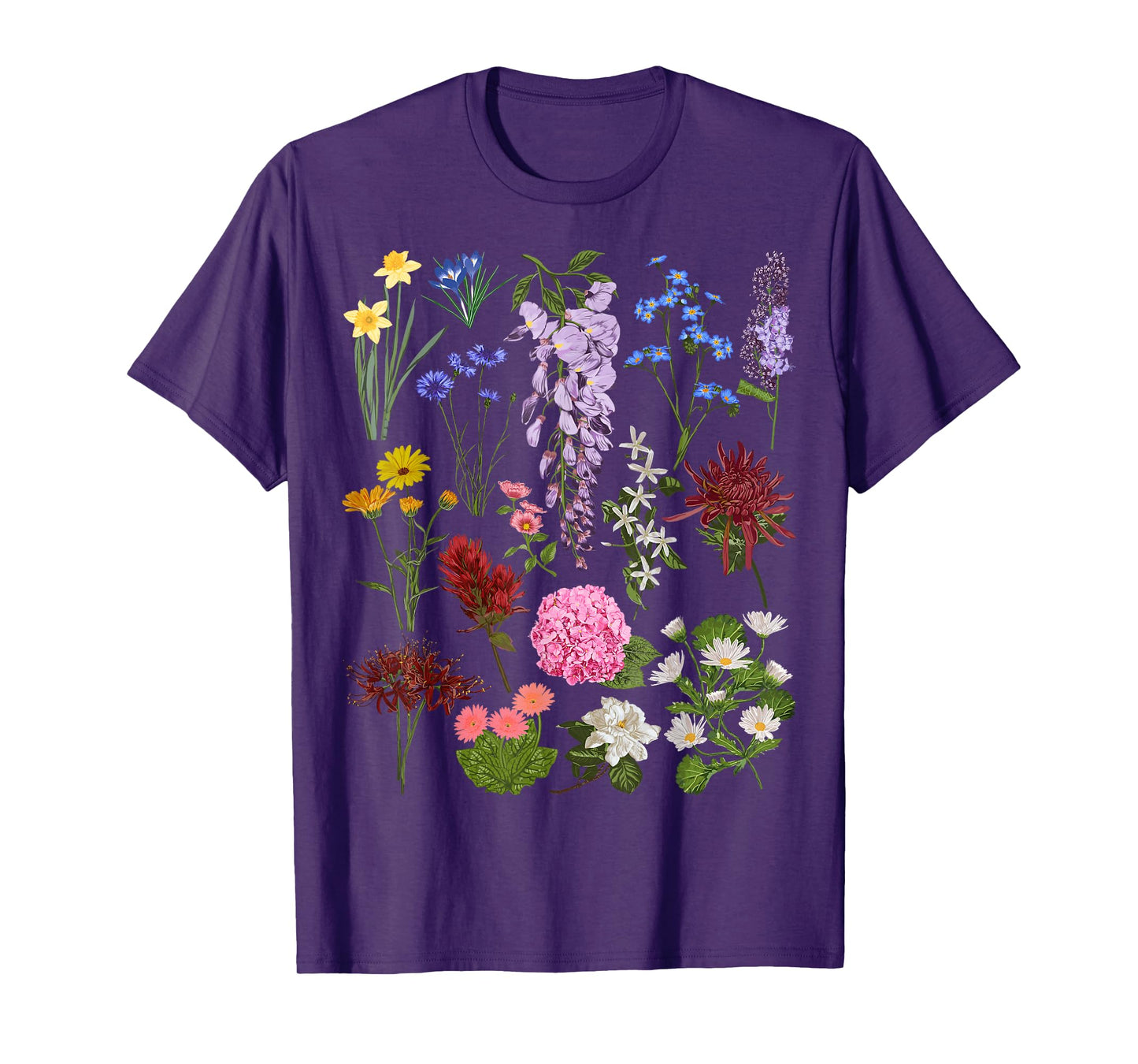 Vintage Flower Botanical Illustration Chart Plant T-Shirt