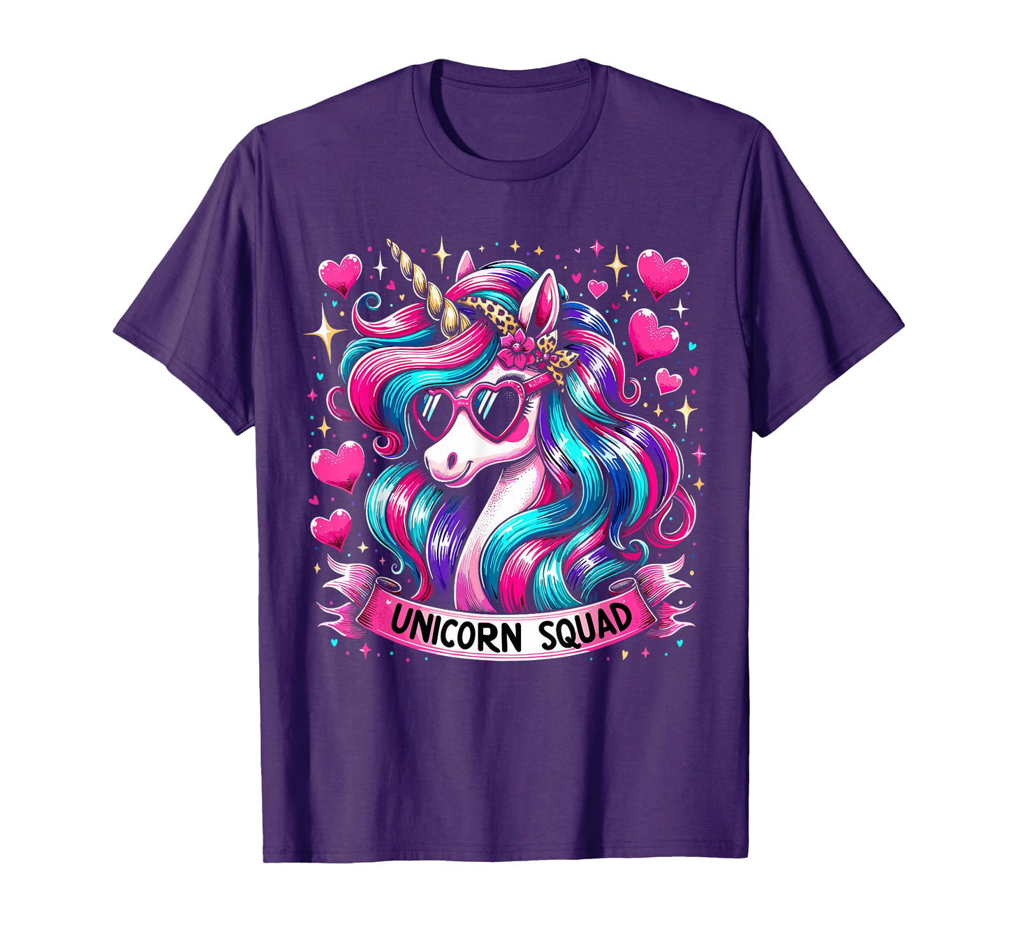 Unicorn Squad Unicorn with leopard Bandana T-Shirt