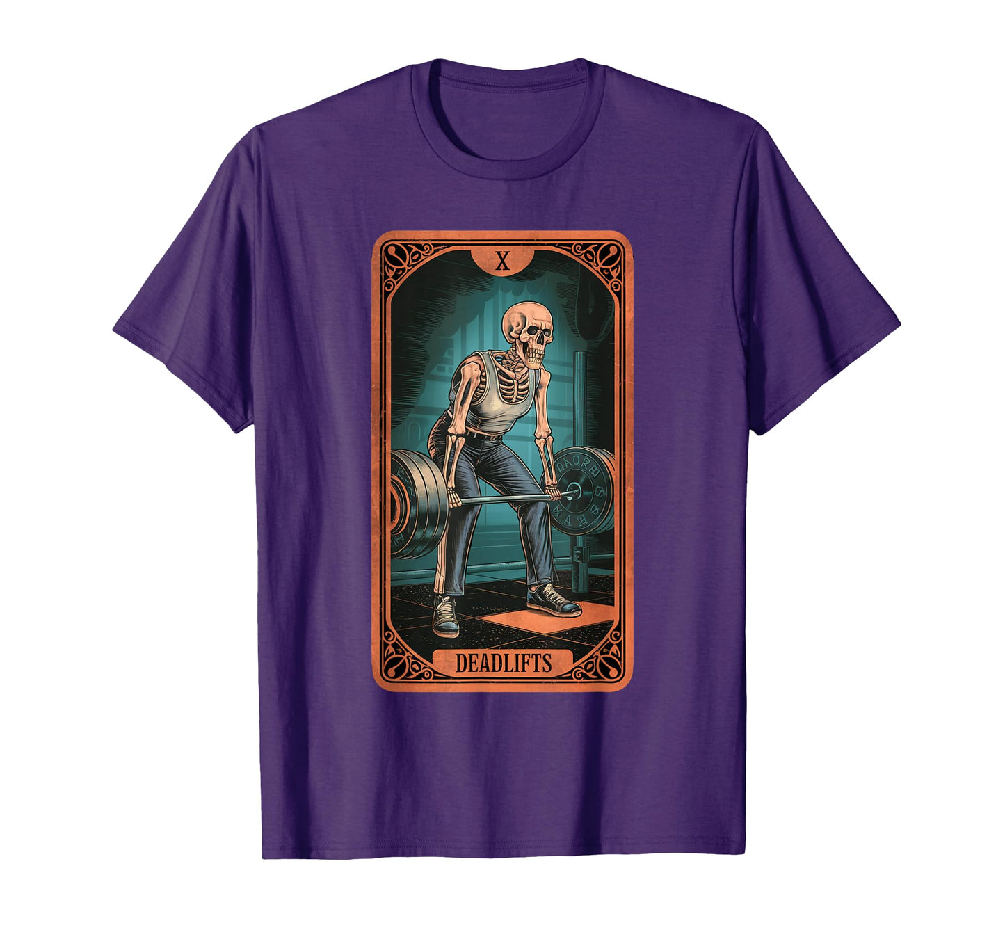 Tarot Skeleton Card Deadlifts Powerlifting Weightlifting Gym T-Shirt