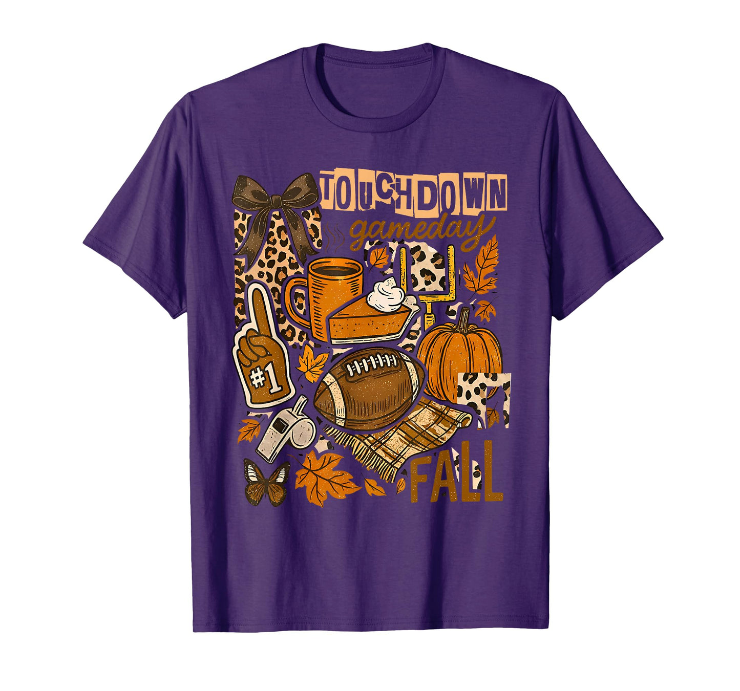 Touchdown Football Game Day Pumpkin Thanksgiving Autumn Fall T-Shirt
