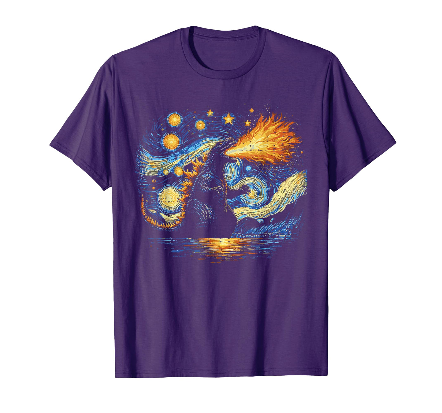 Japanese Starry Night Kaiju Funny Art Men Women Kids T-Shirt