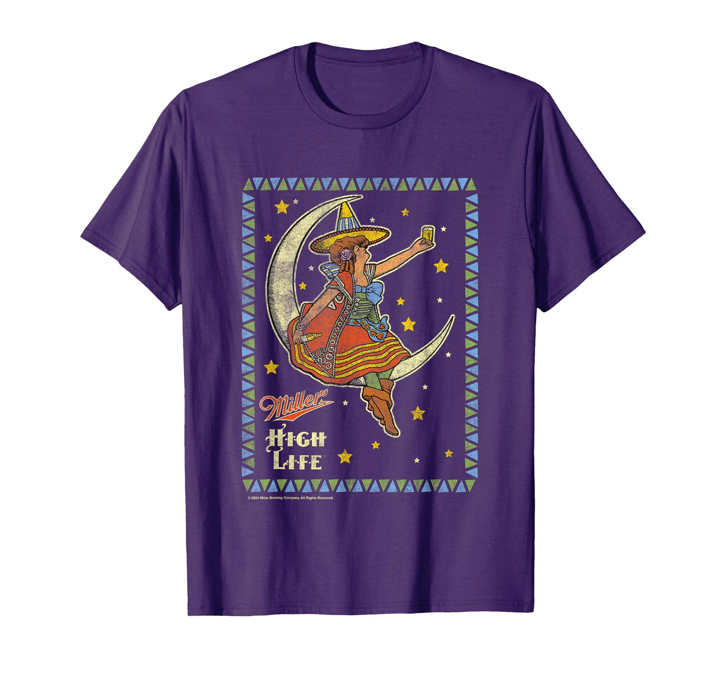 Miller High Life Girl On The Moon Vintage Stamp T-Shirt