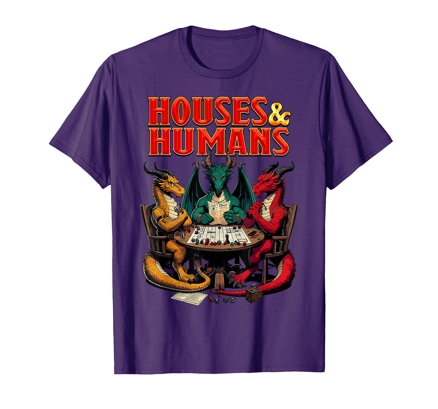 Houses and Humans Funny Tabletop RPG Dice Game Parody Gamer T-Shirt