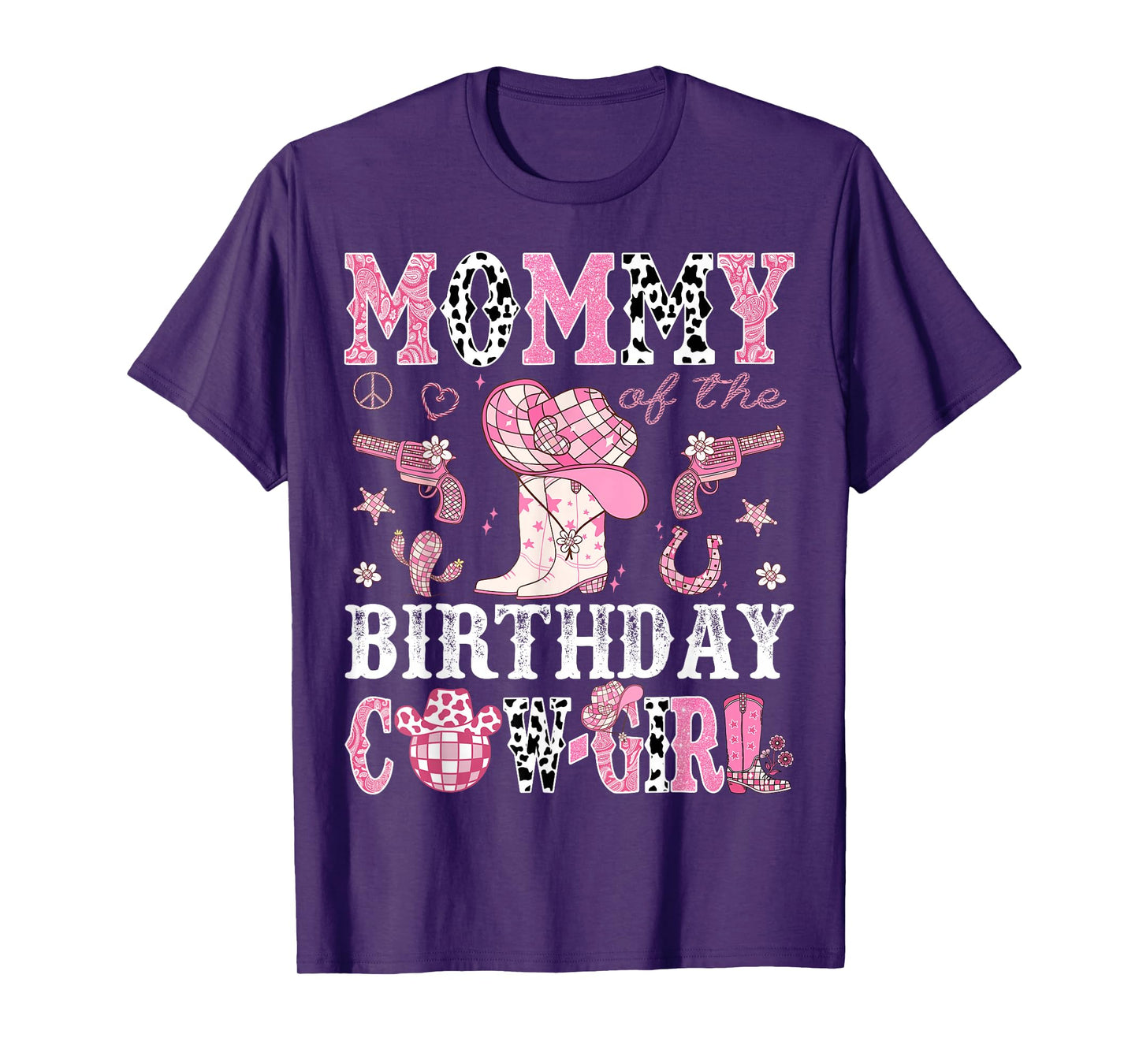 Mommy Of The Birthday Cow-Girl Pink Disco Rodeo Western T-Shirt