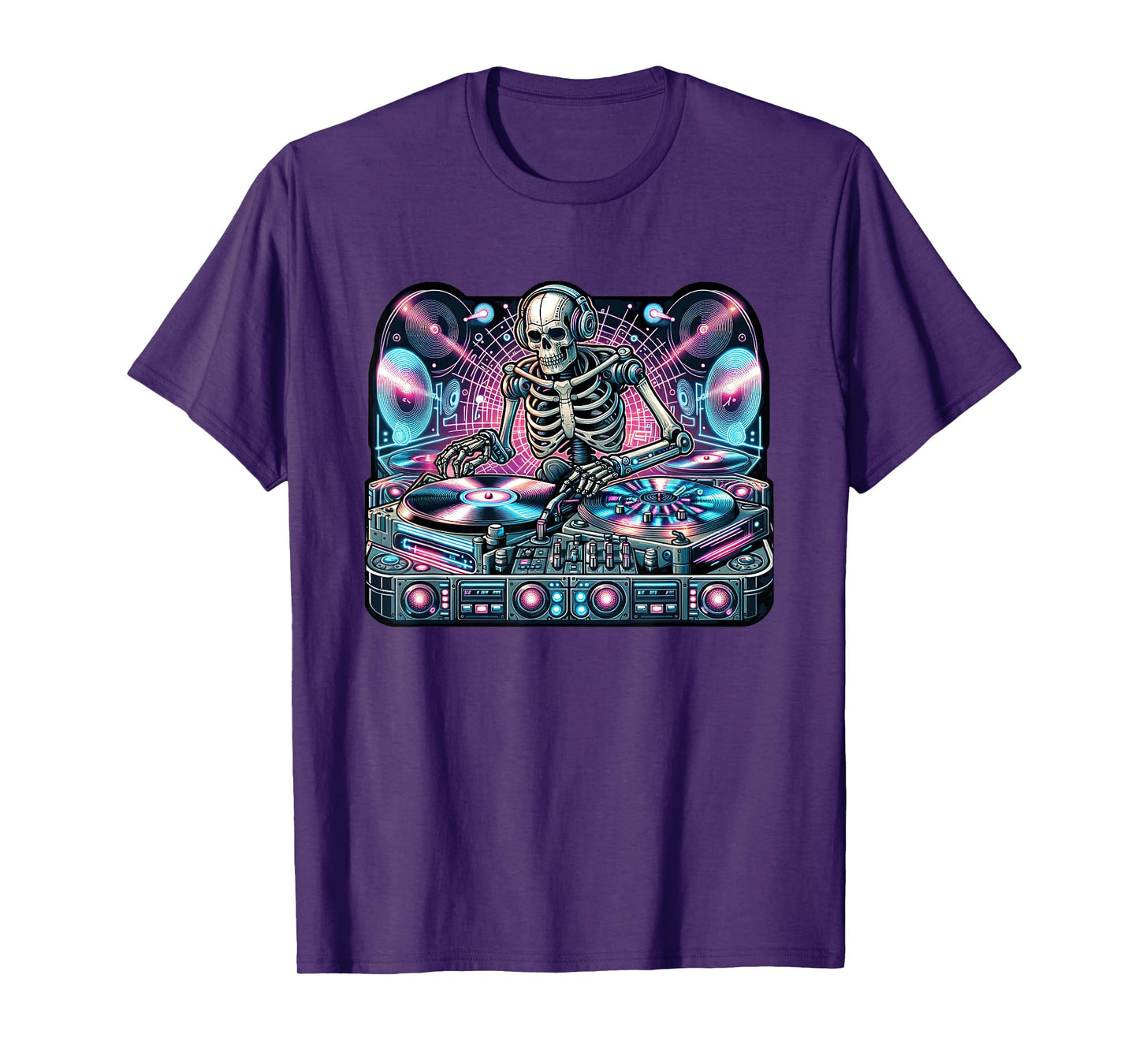 Cyberpunk Music DJ Robotic Skeleton Streetwear Spin Master T-Shirt