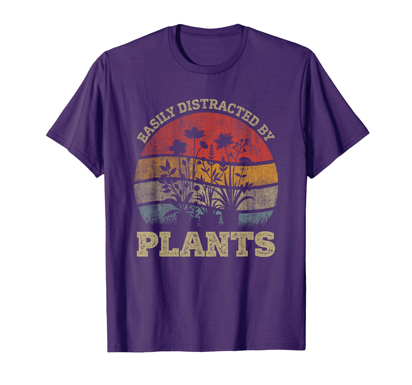 Retro Vintage Easily Distracted By Plants For Plants Lover T-Shirt
