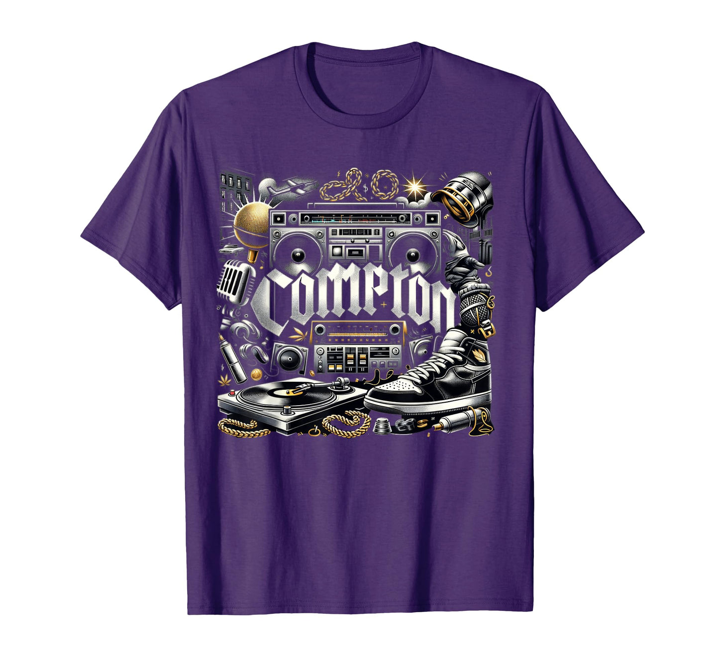 Compton NY Hip Hop Boombox Graphic Tee for Men Women T-Shirt