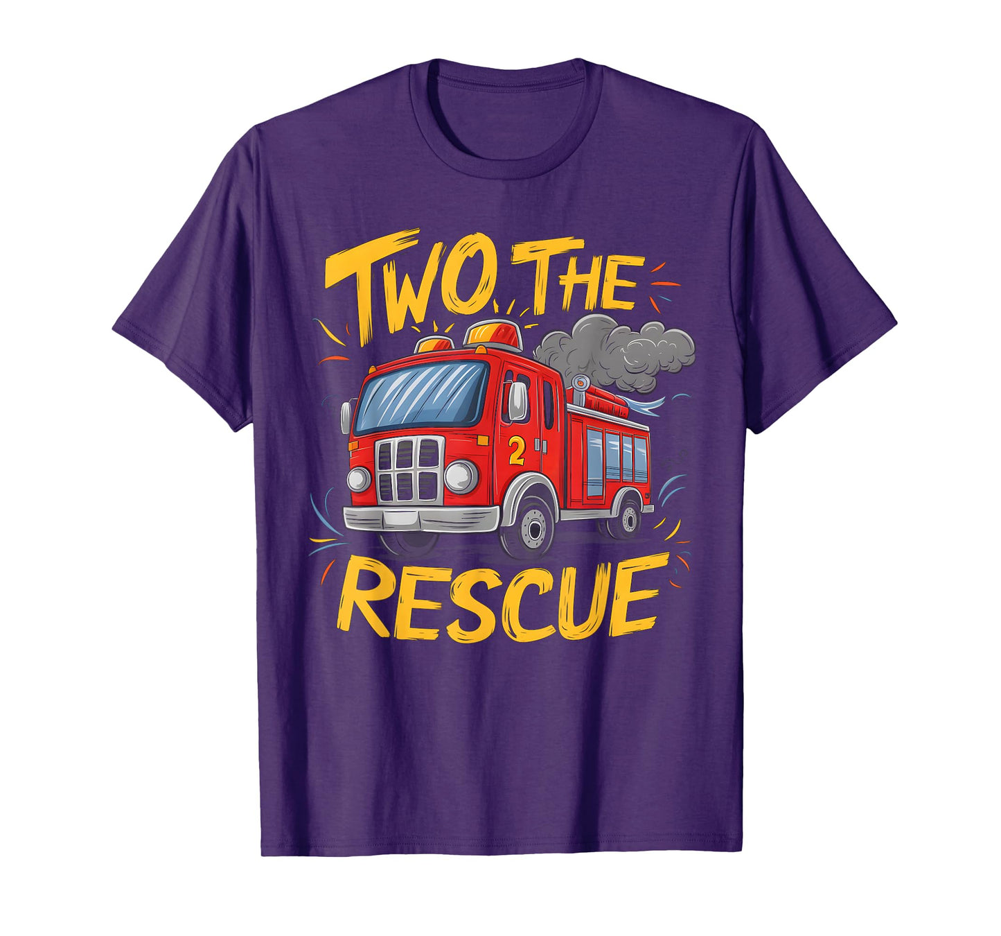 Two The Rescue Firetruck 2 Yr old boy 2nd Birthday Party T-Shirt