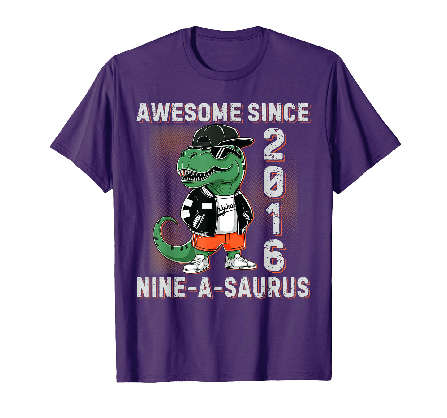 Dinosaur 9th Birthday 9 Year Old Trex A Saurus Boy Girl Kids T-Shirt