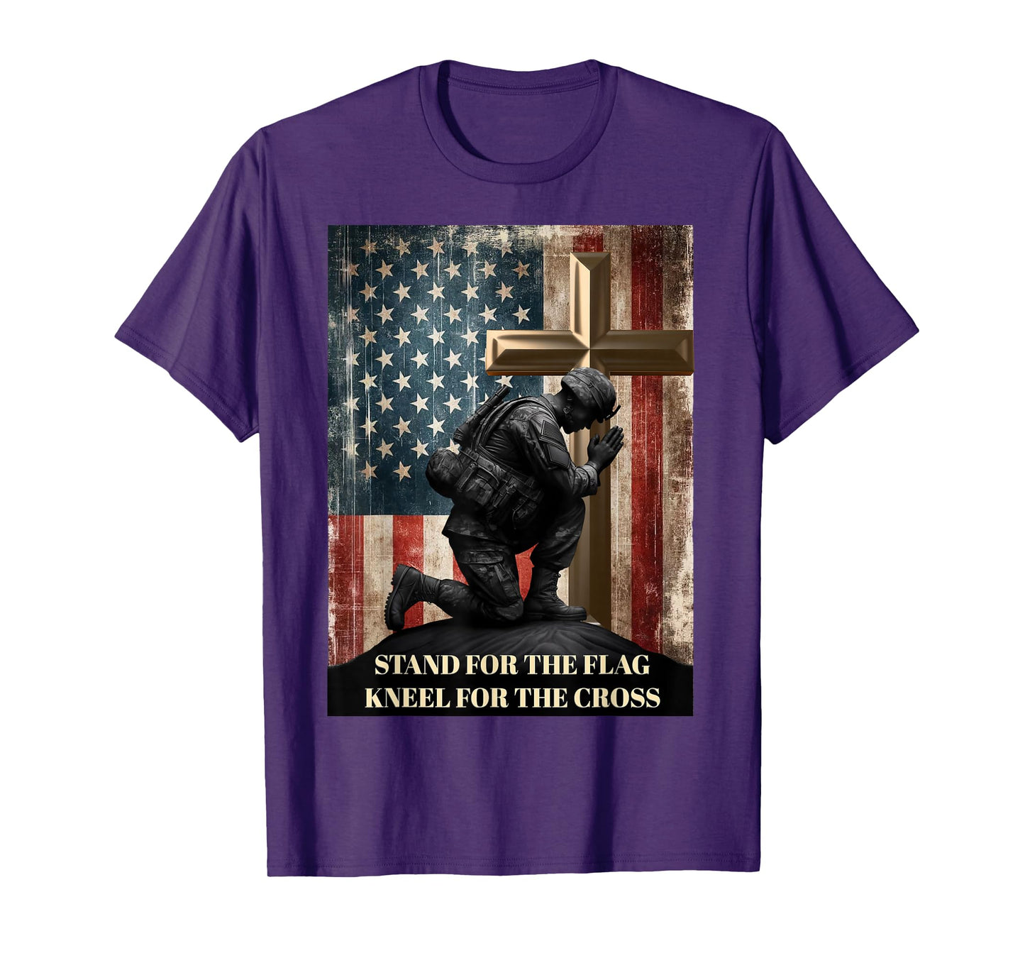 I Stand For The Flag And Kneel For The Cross US Flag USA T-Shirt