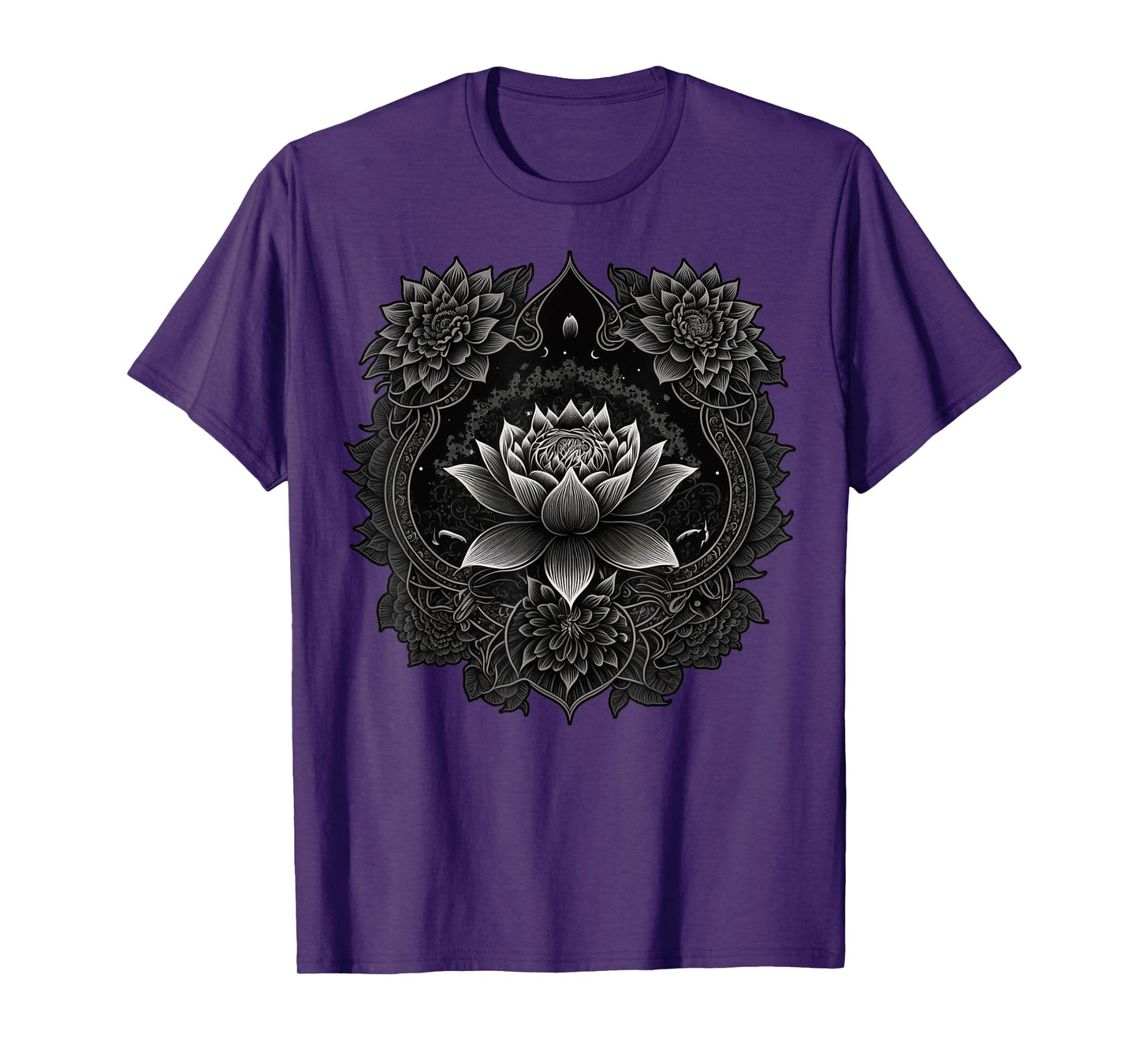 Spiritual Zen Lotus Flower on Mandala Lotus Flower T-Shirt