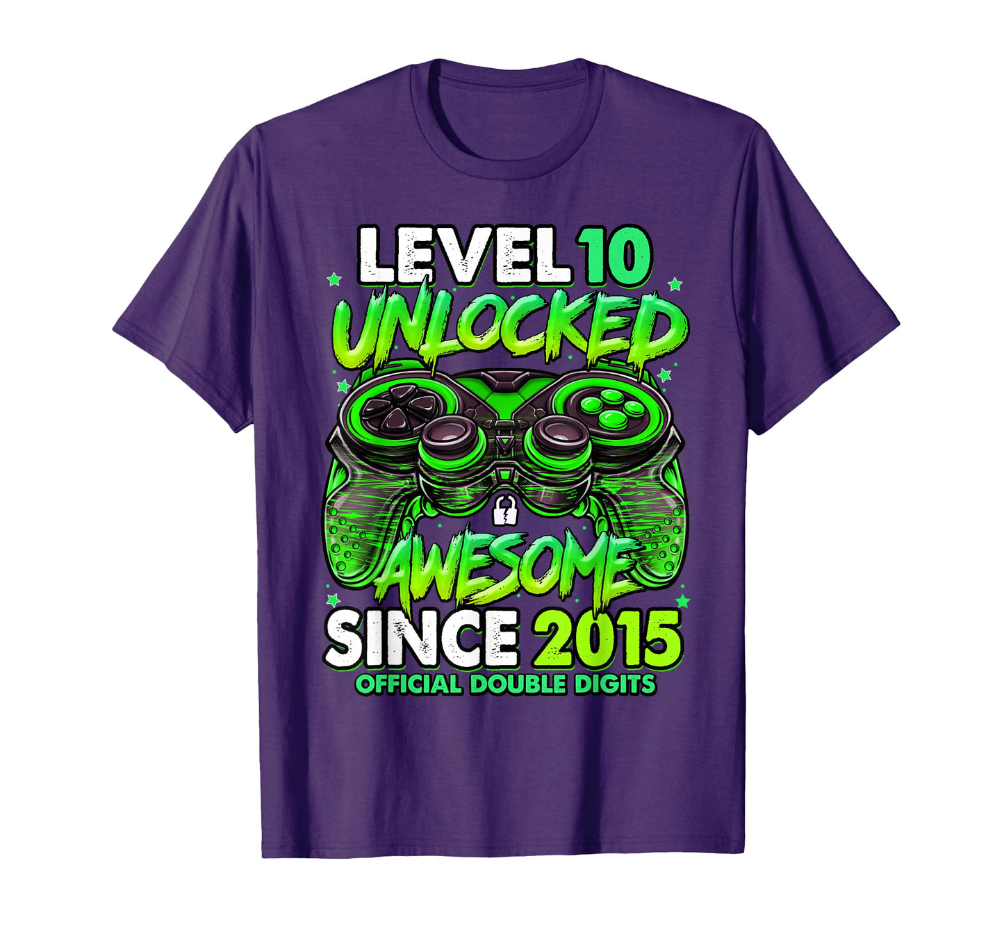 Level 10 Unlocked Awesome Since 2015 10th Birthday Gaming T-Shirt
