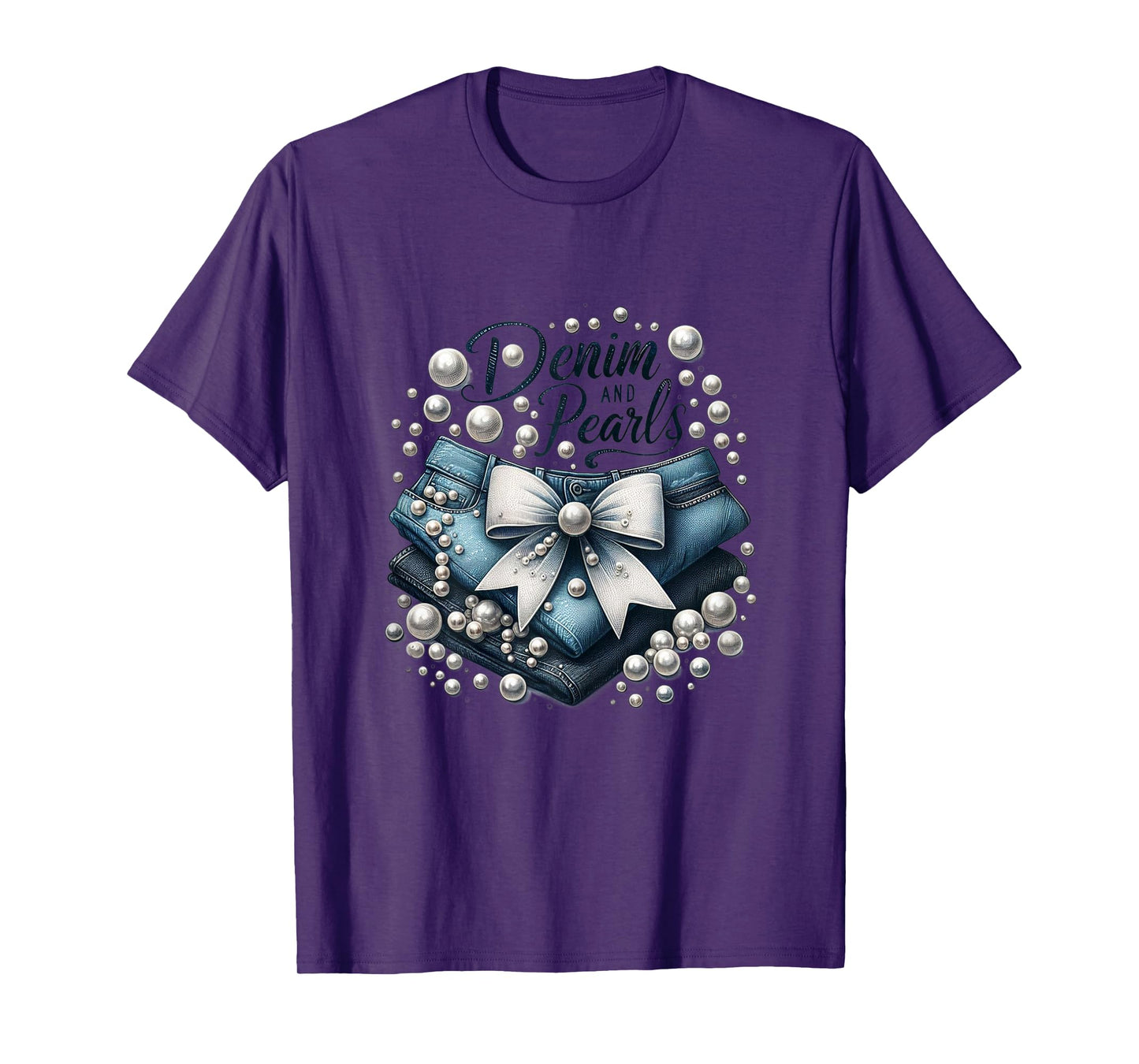 Pearls & Denim 2025 Outfit for Stylish Women T-Shirt