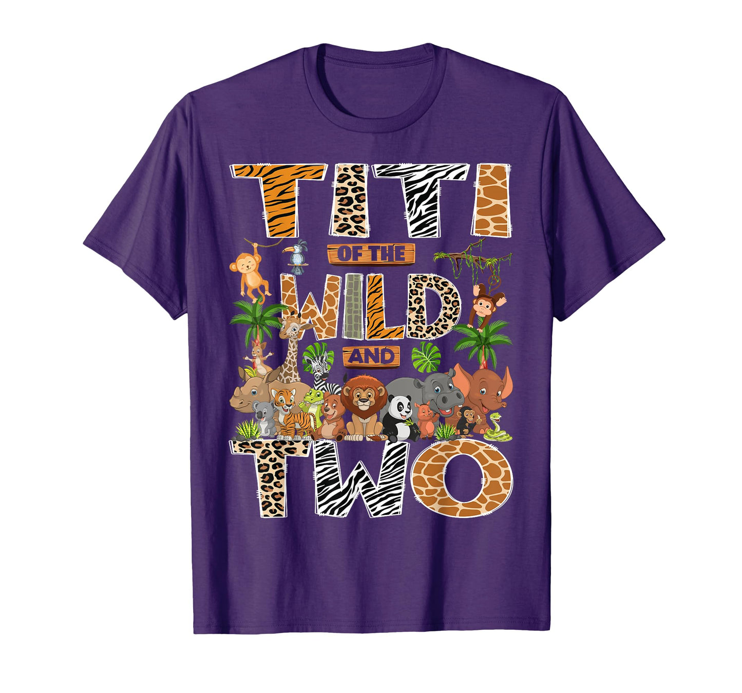 Titi Of The Wild & Two 2Nd Birthday Boy Safari Jungle T-Shirt
