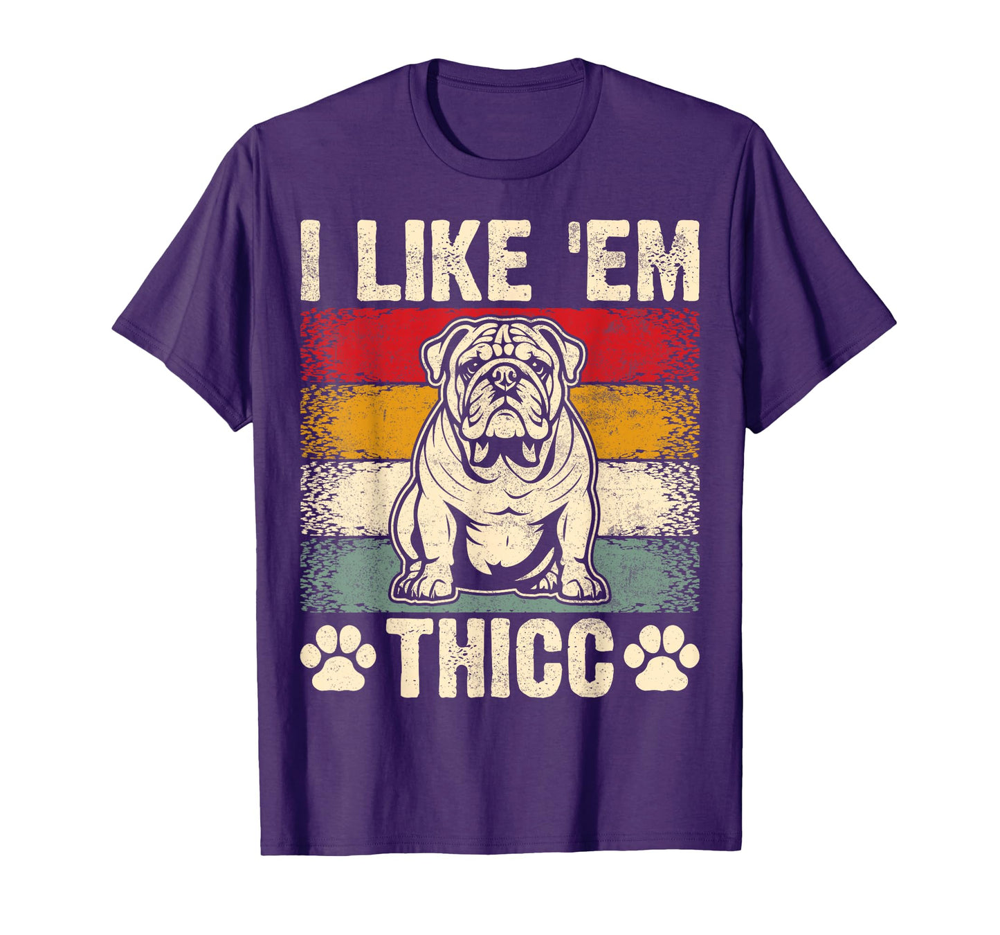 Funny English Bulldog I Like Em Thicc Dog Silhouette Men Women Kids T-Shirt