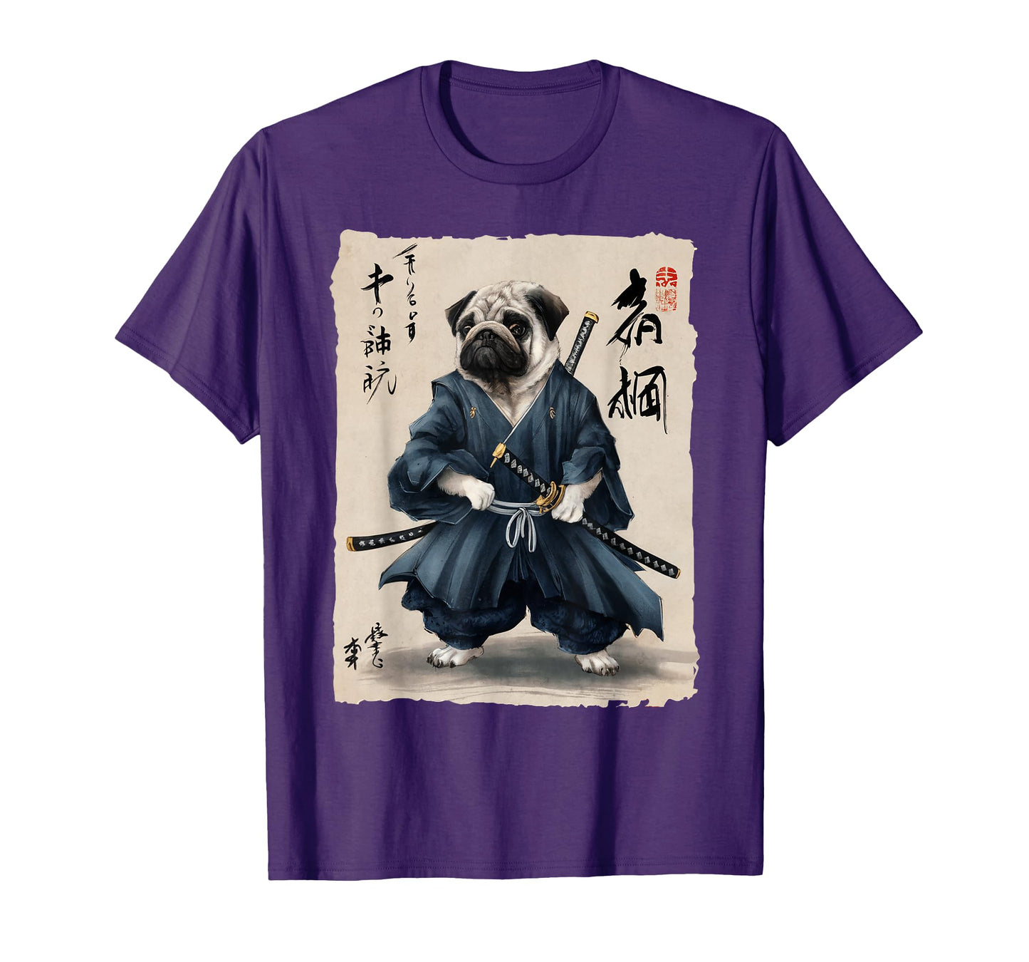 Samurai Pug Japanese Anime Dog Pug Lover Funny For Men Women T-Shirt