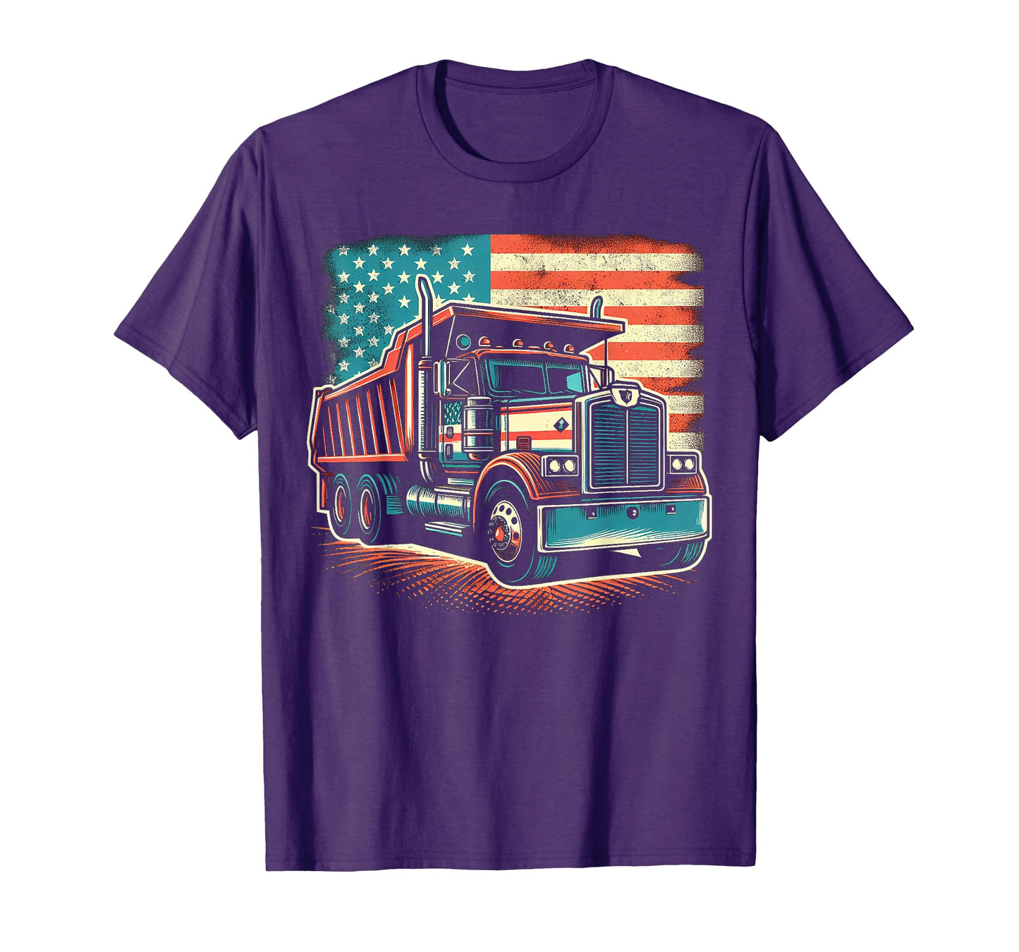 Dump Truck Driver American Flag Trucker Vintage Men Women T-Shirt