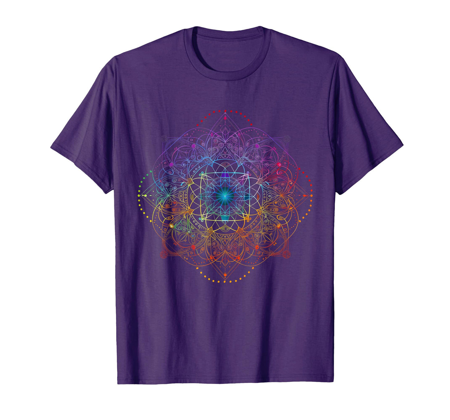 Sacred Geometry Metatron Cube Colorful Spiritual Yoga T-Shirt