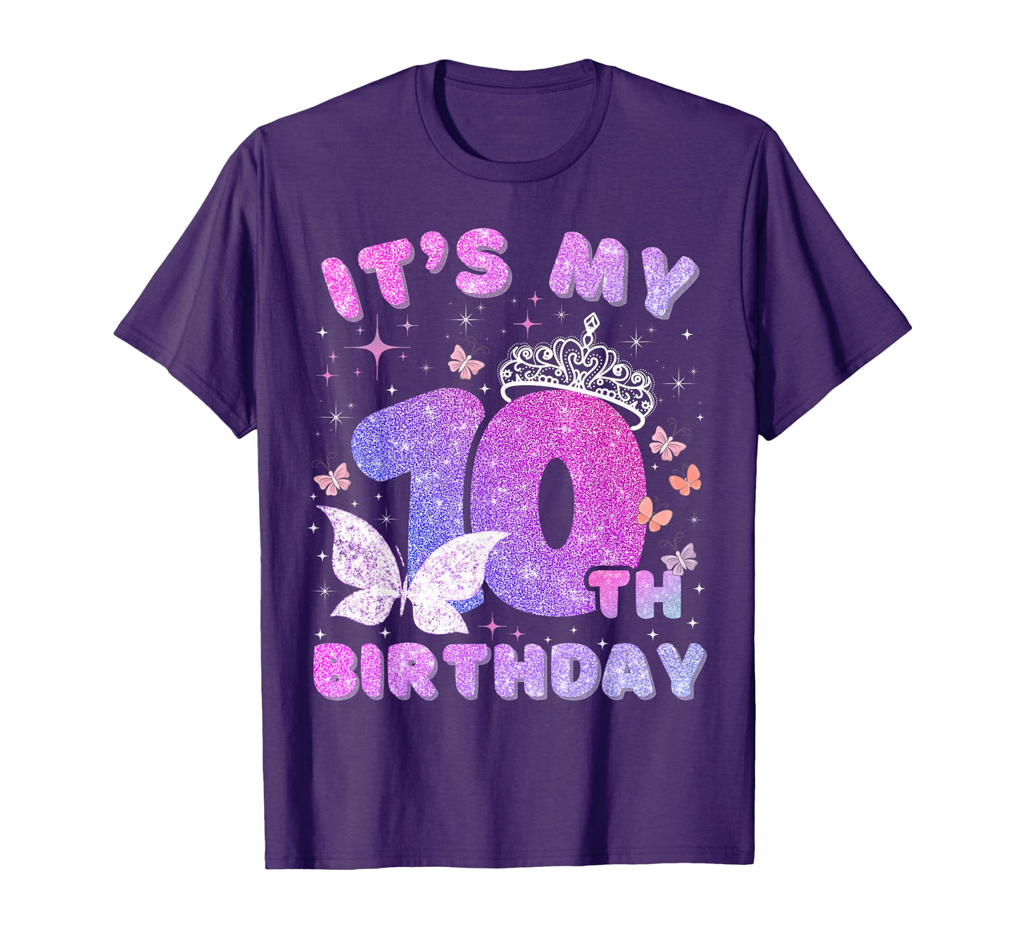 Kids 10 Years Princess Butterfly Its My 10th Birthday Girls T-Shirt