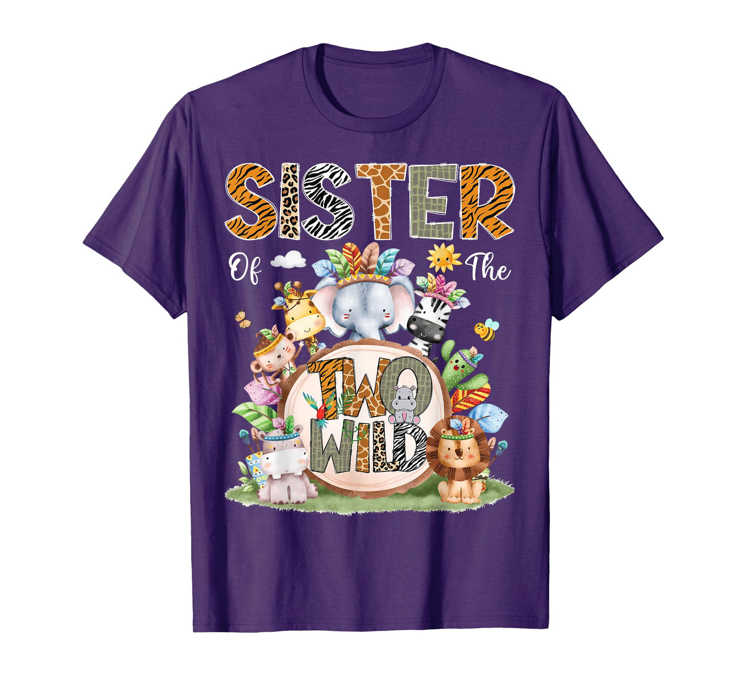 Sister Of The Two Wild 2Nd Birthday Animal Safari Tribal T-Shirt
