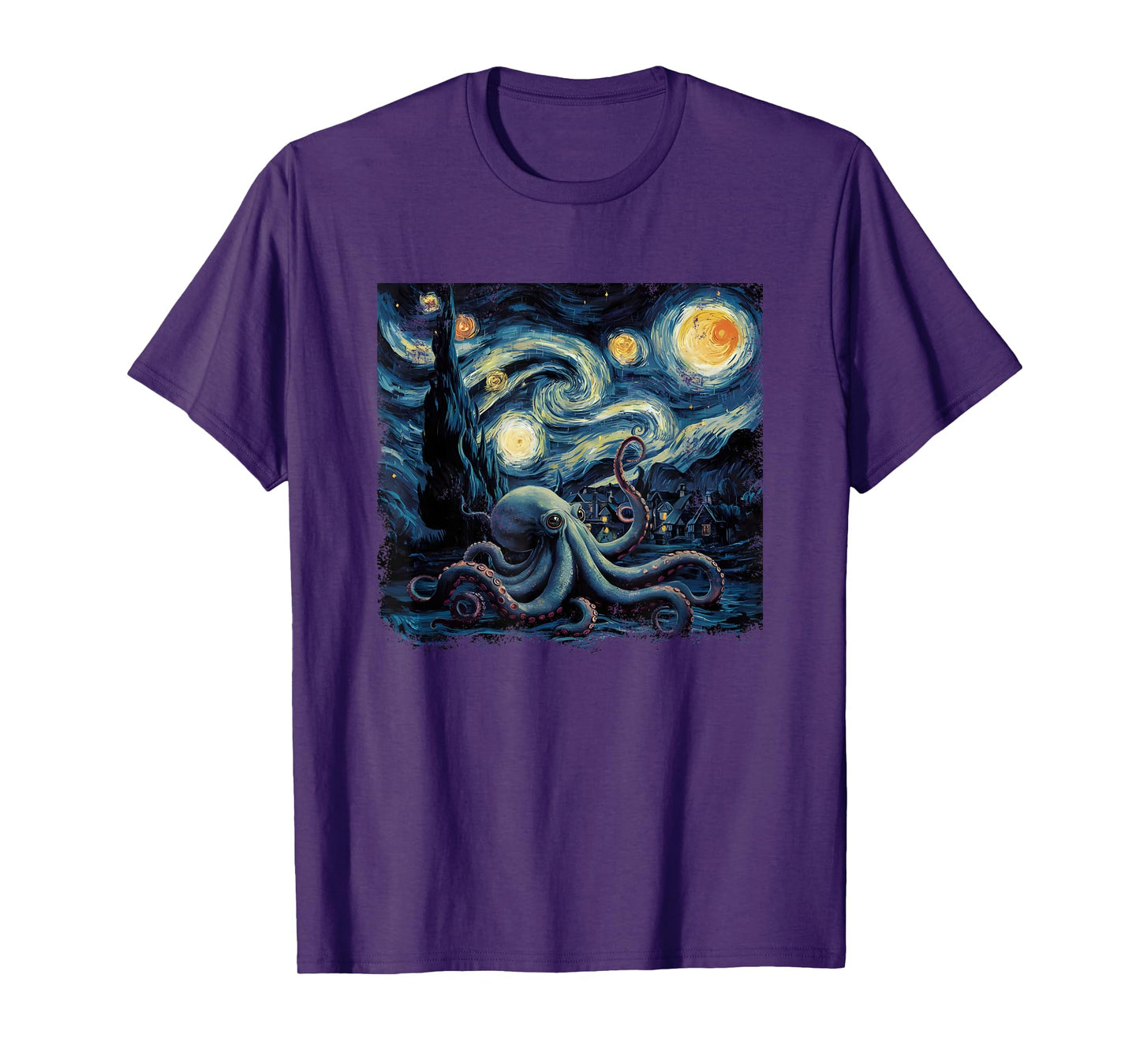 Starry Night Van Gogh Painting Octopus Lover T-Shirt