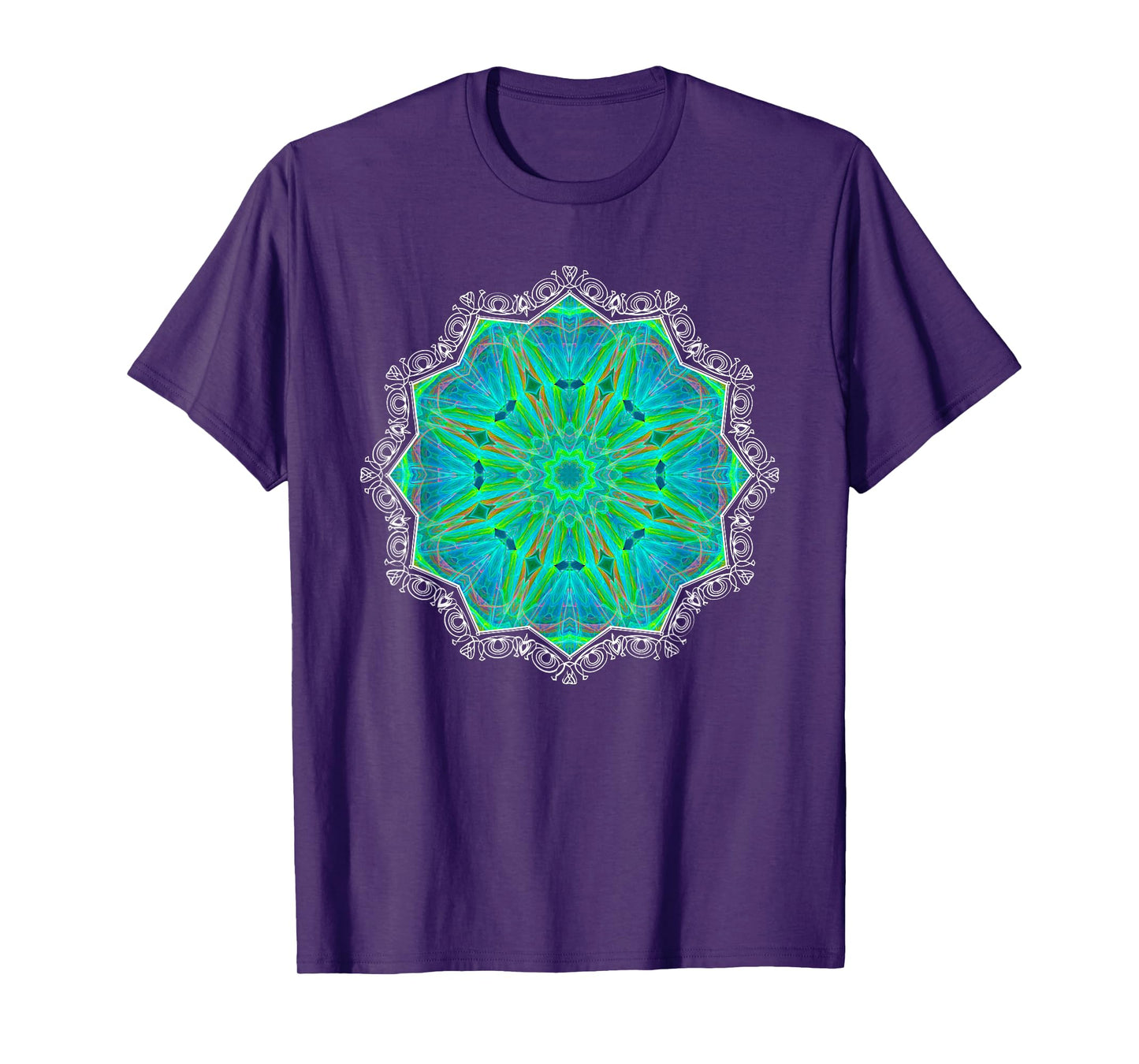 Green Kaleidoscope-art Mandala Geometry Gaia Yoga Mantra T-Shirt