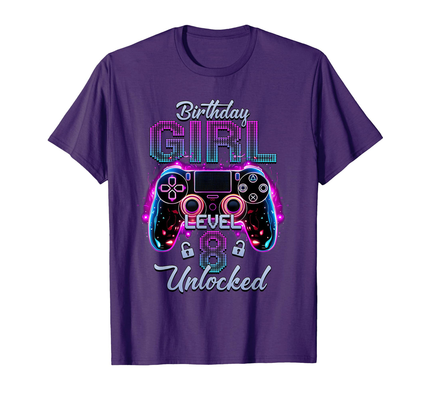 Gamer Girl Level 8 Unlocked Video Gaming 8th Birthday Gifts T-Shirt