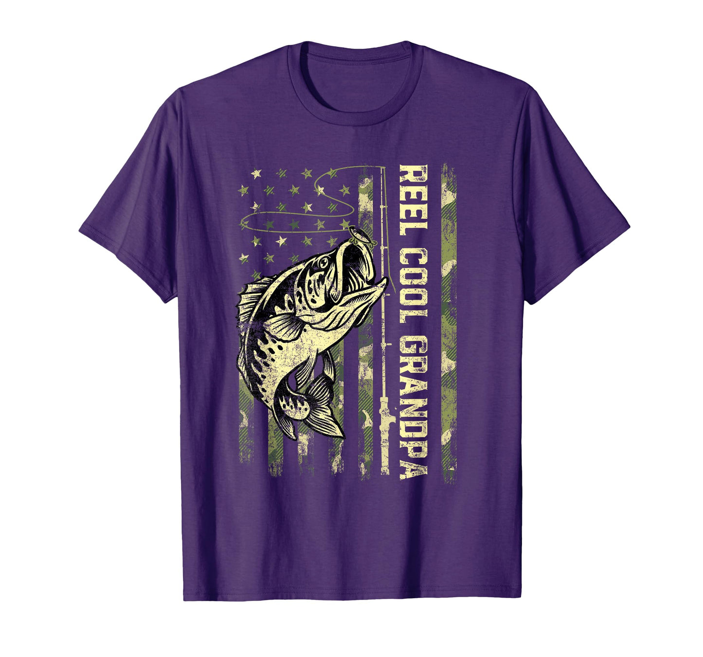 Reel Cool Grandpa Fisherman Camouflage Father's Day T-Shirt