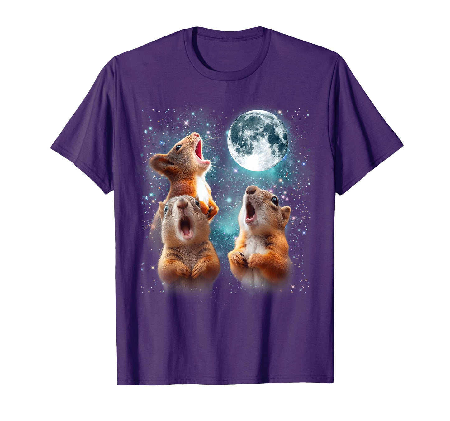3 Squirrel Moon Howling Squirrel Head Funny For Men Women T-Shirt