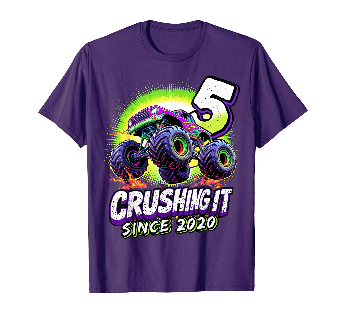Birthday Monster Truck 5 year Old Boys 5th Party Born 2020 T-Shirt